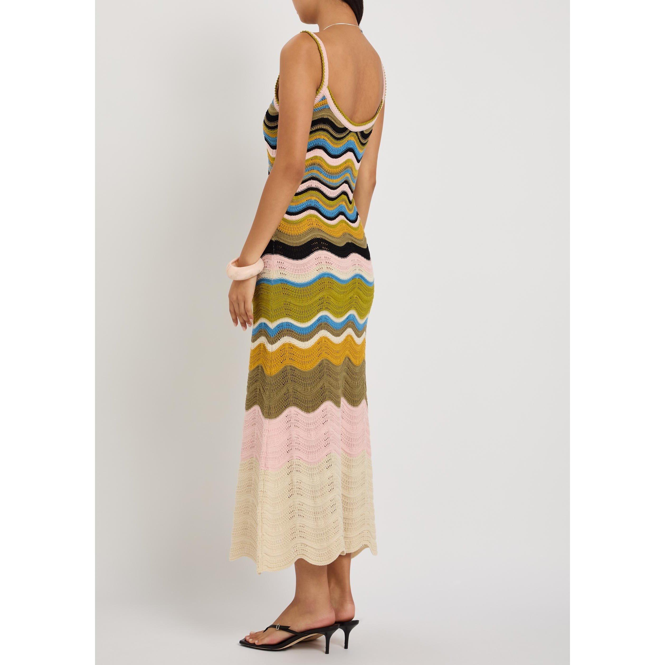 MULTICOLOURED - La DoubleJ - Women's Chevron Cotton Slim-Fit Maxi Dress - 3