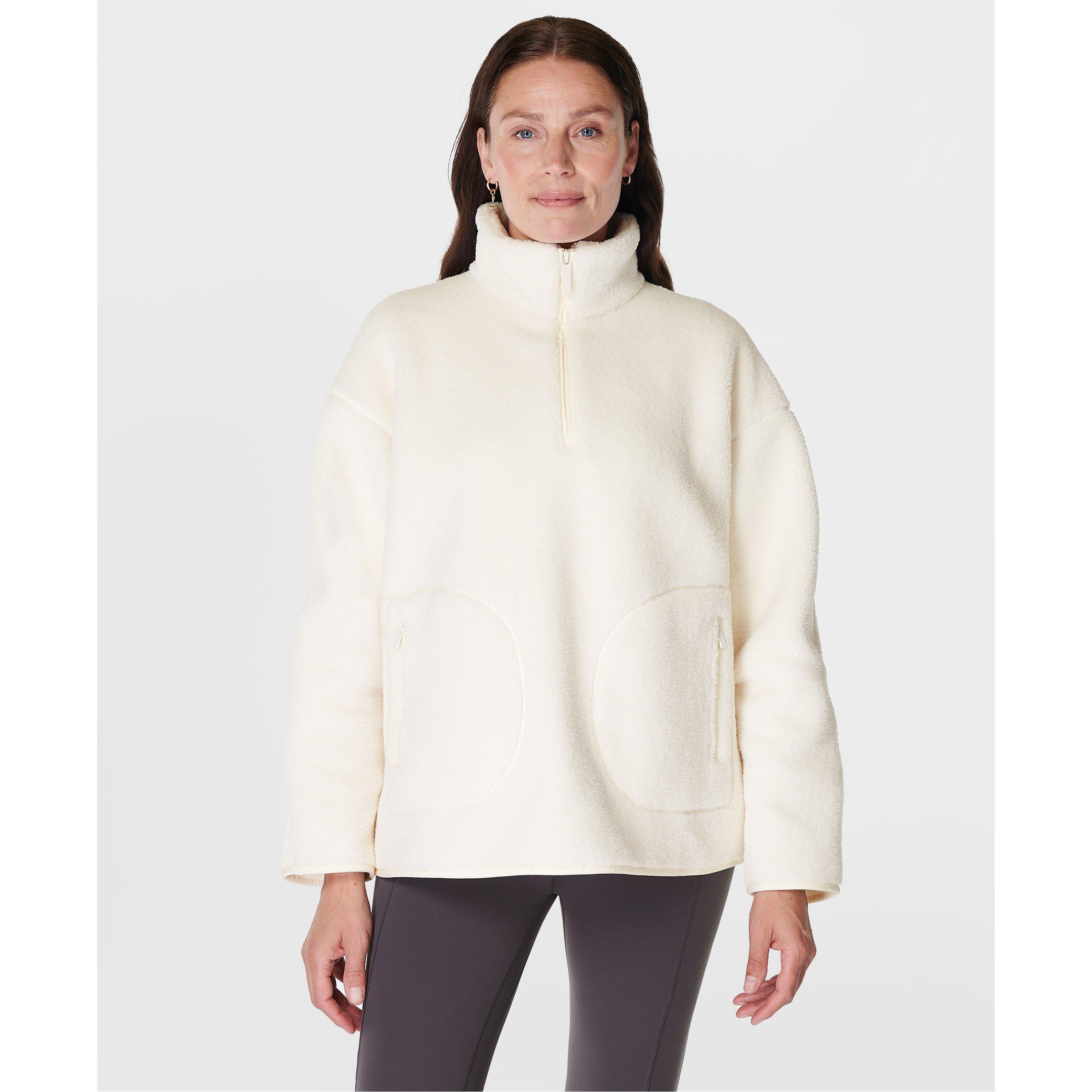 studio white - Sweaty Betty - Women's Plush Textured Half-Zip Fleece - 1