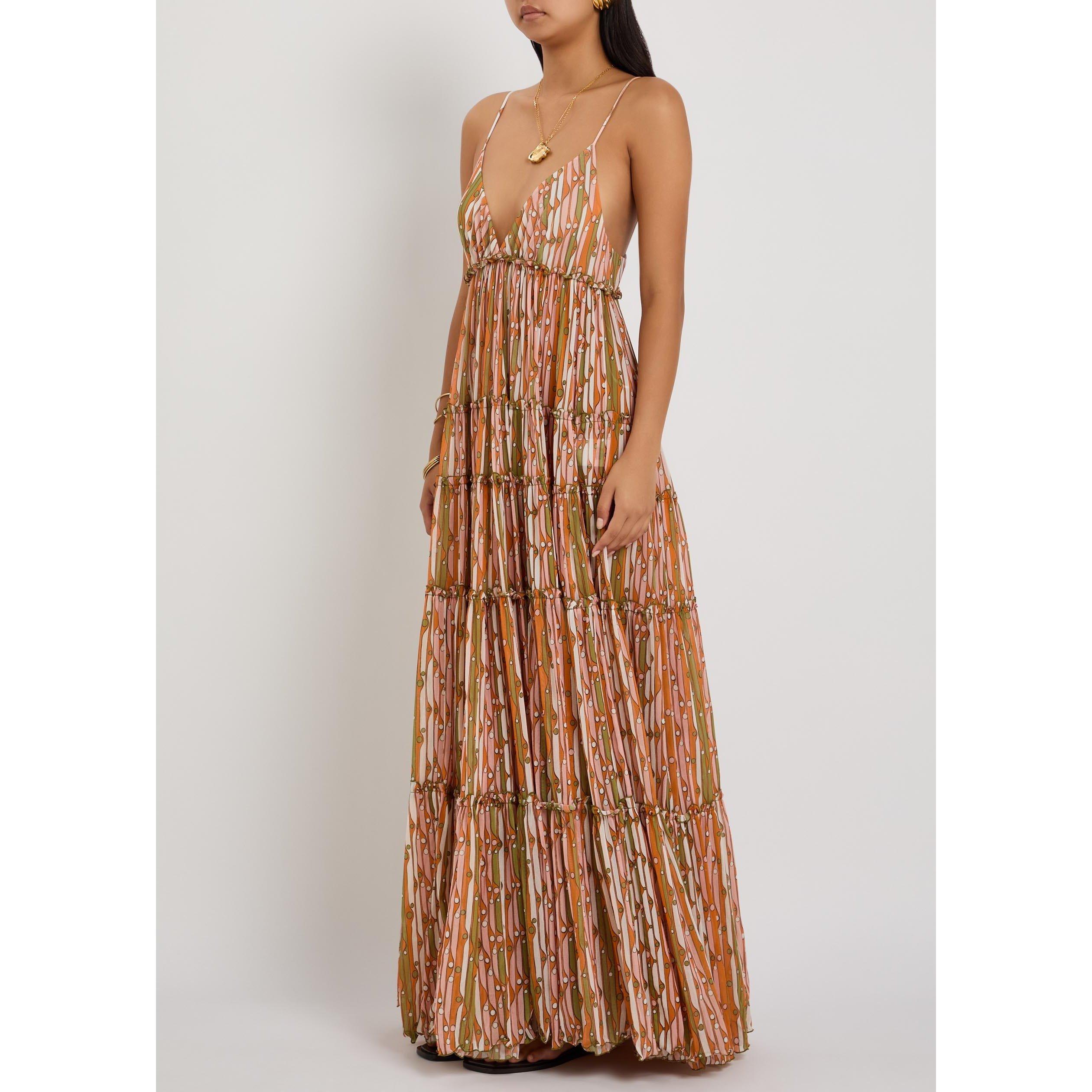 PINK - La DoubleJ - Women's Nymph V-Neck Tiered Maxi Dress - 2