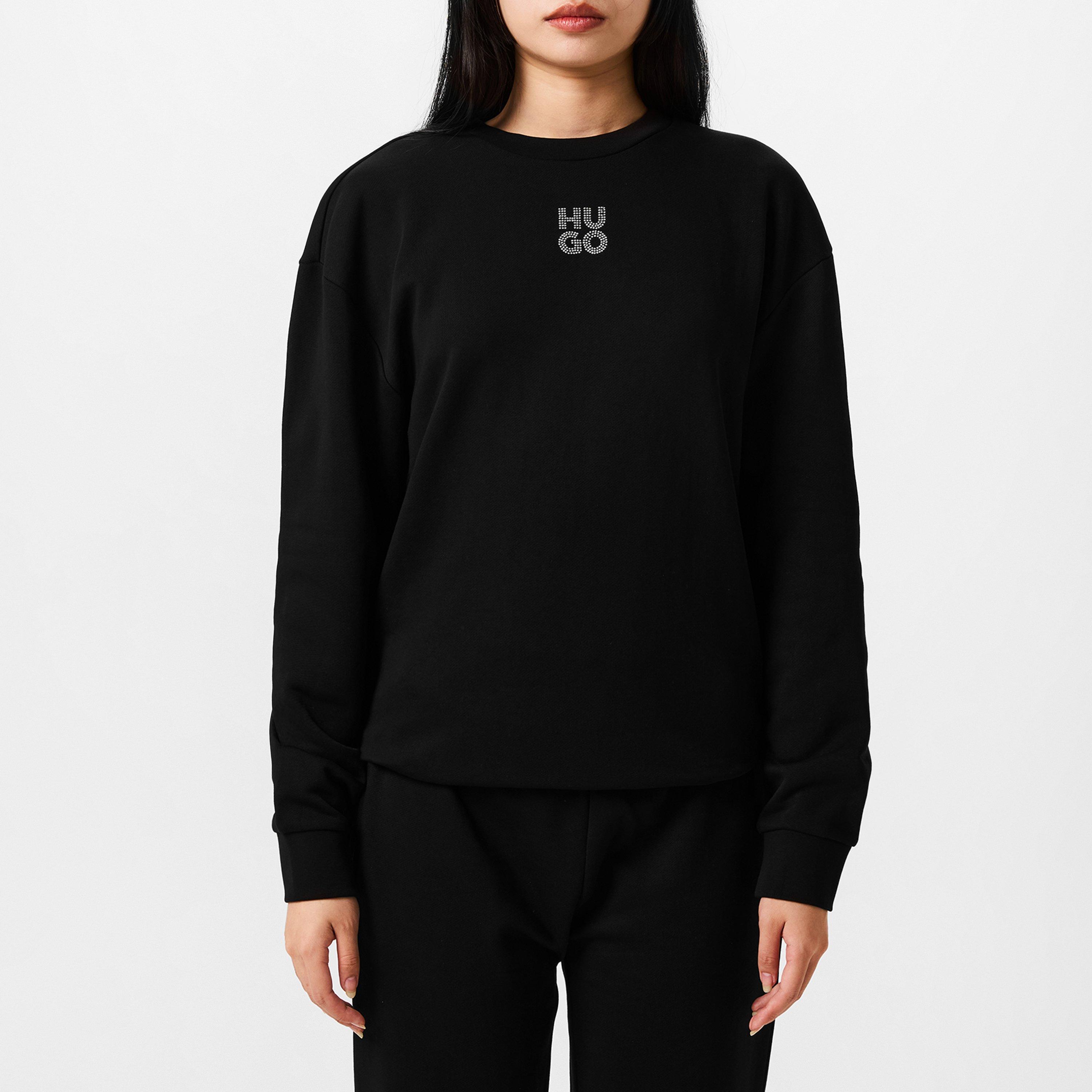 Black - Hugo - Diamante Easy Crew Sweater - 1