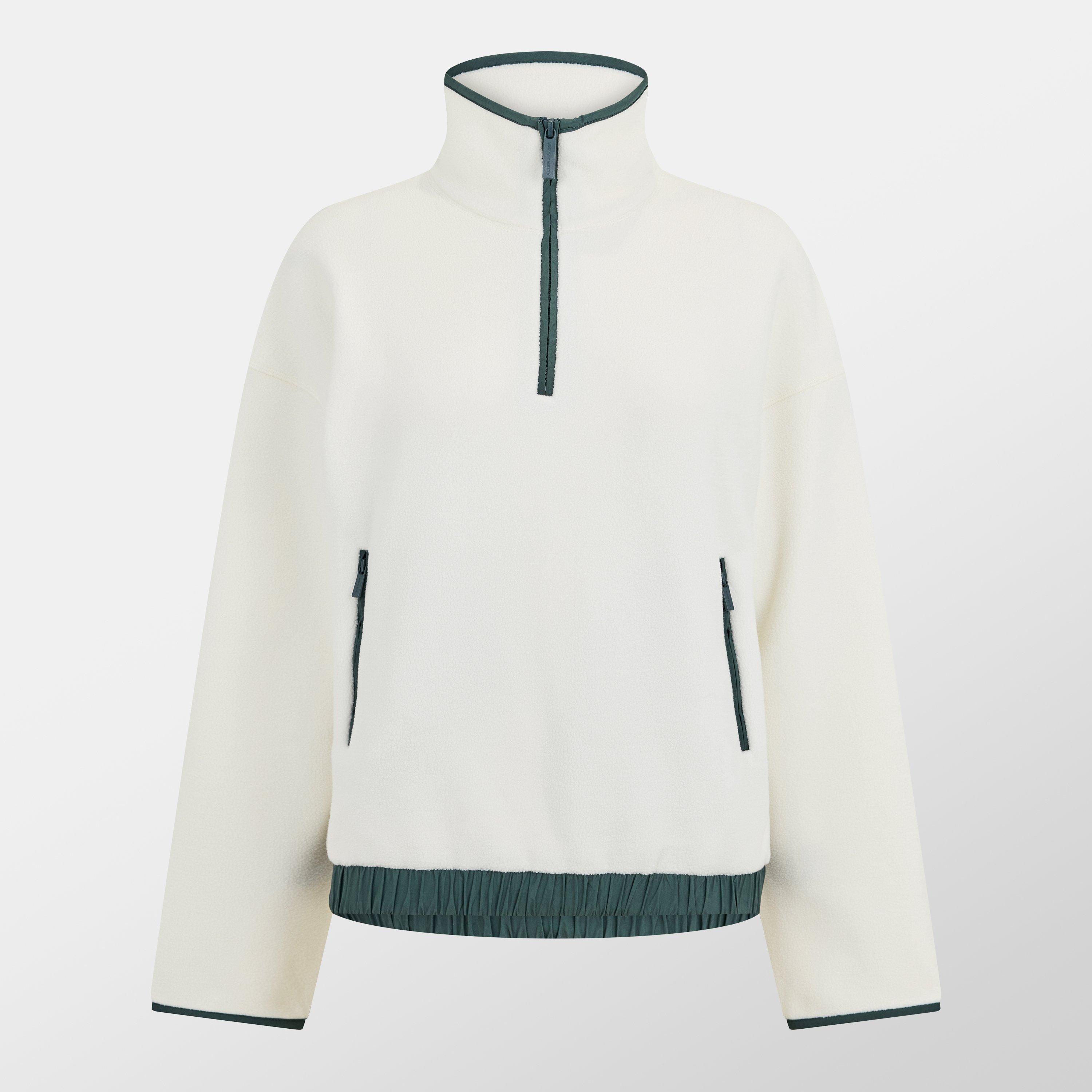 Sweaty Betty Women's Mallow Fleece Half Zip Pullover - White Trek Grn - 14 (L)