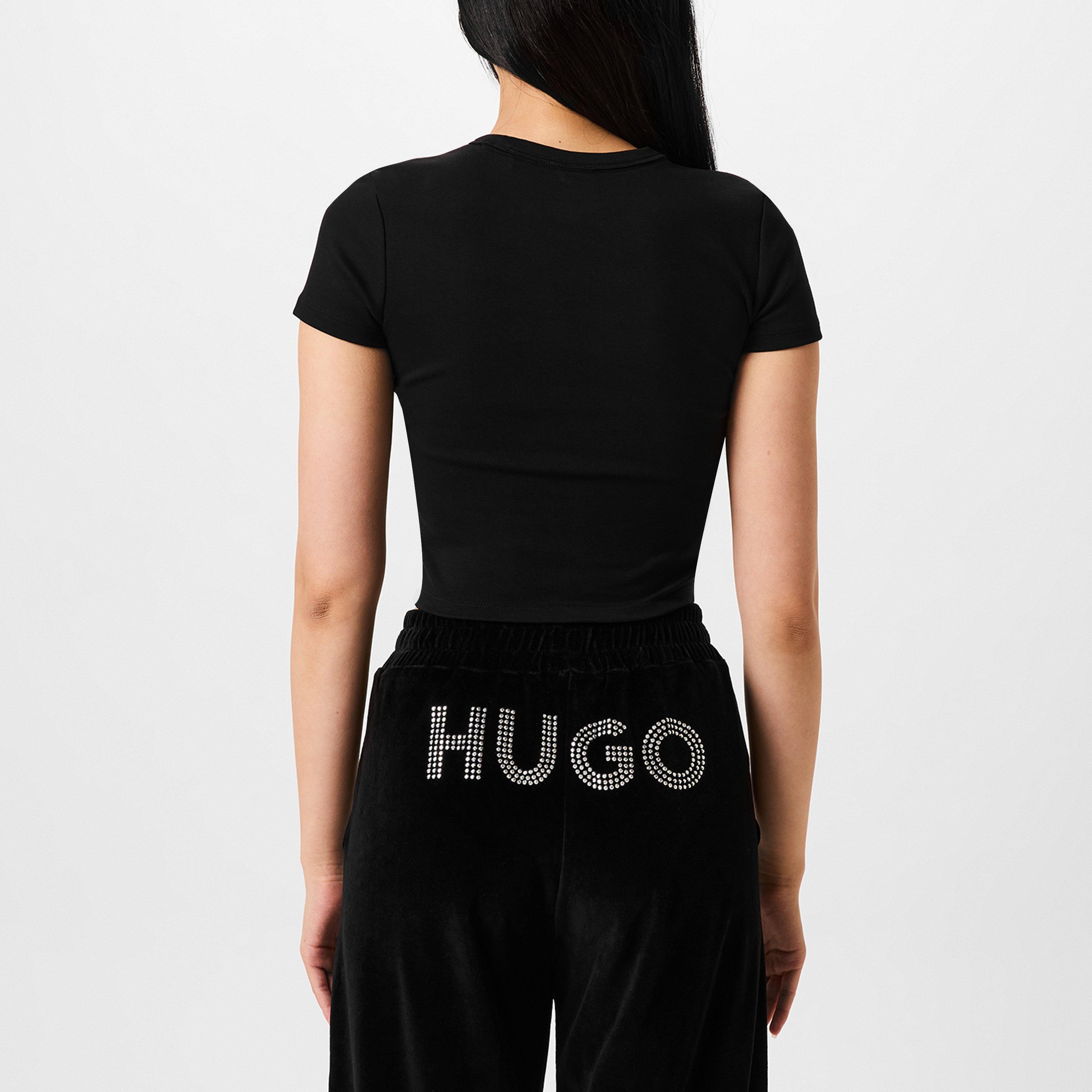 Black - Hugo - Delanor Cropped T-Shirt - 4