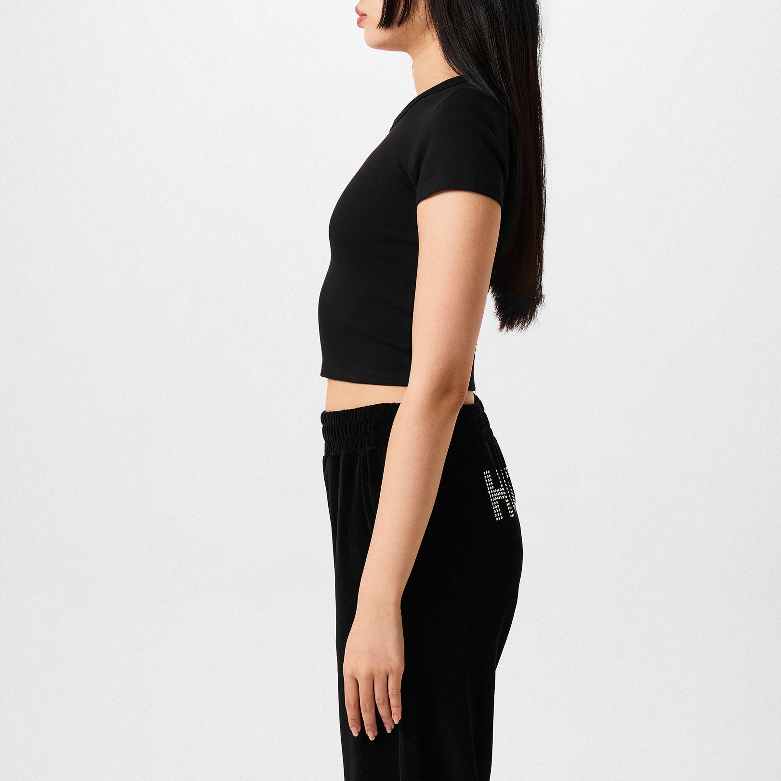 Black - Hugo - Delanor Cropped T-Shirt - 5