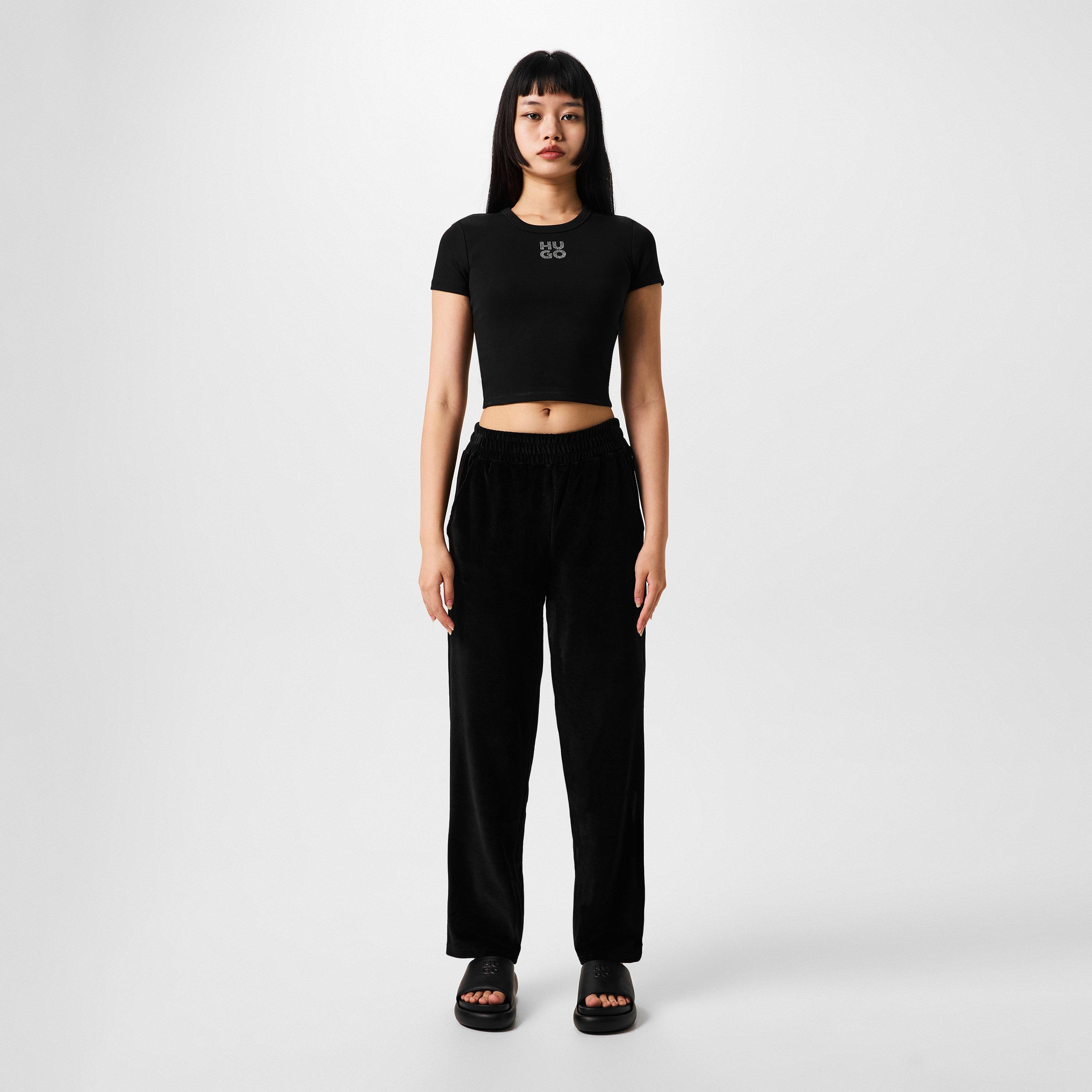 Black - Hugo - Delanor Cropped T-Shirt - 6
