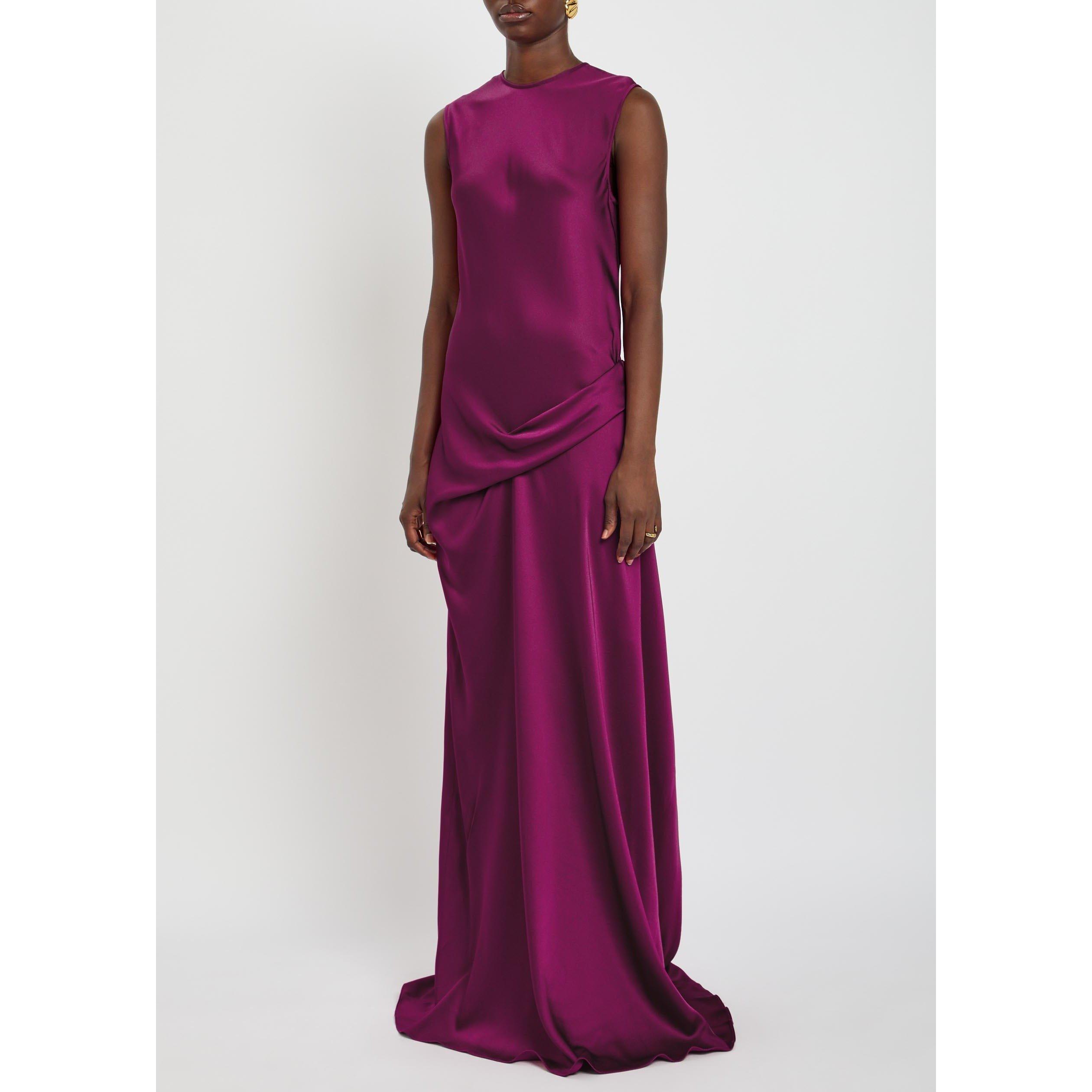 DARK RED - Stella McCartney - Draped Satin Gown - 2