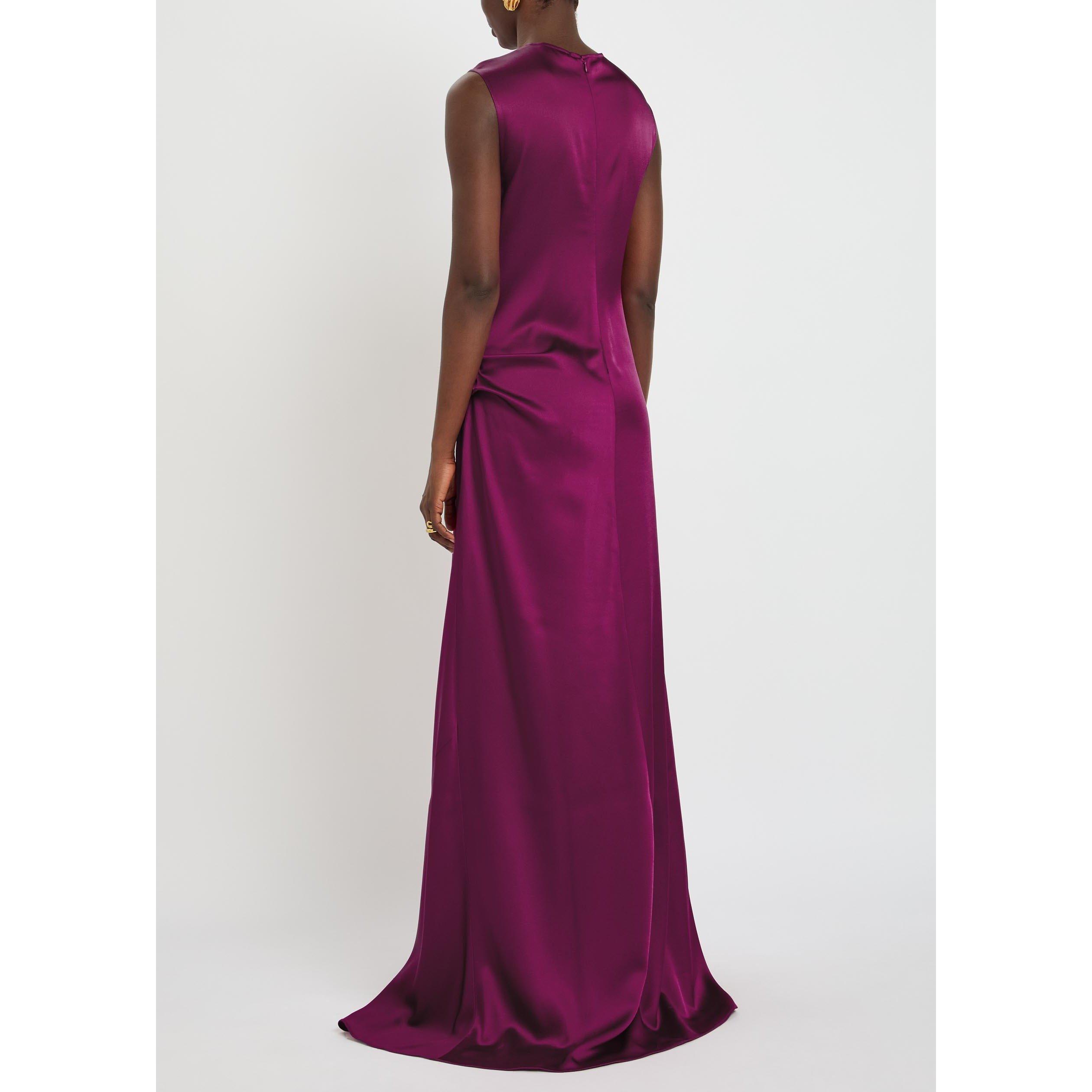 DARK RED - Stella McCartney - Draped Satin Gown - 3