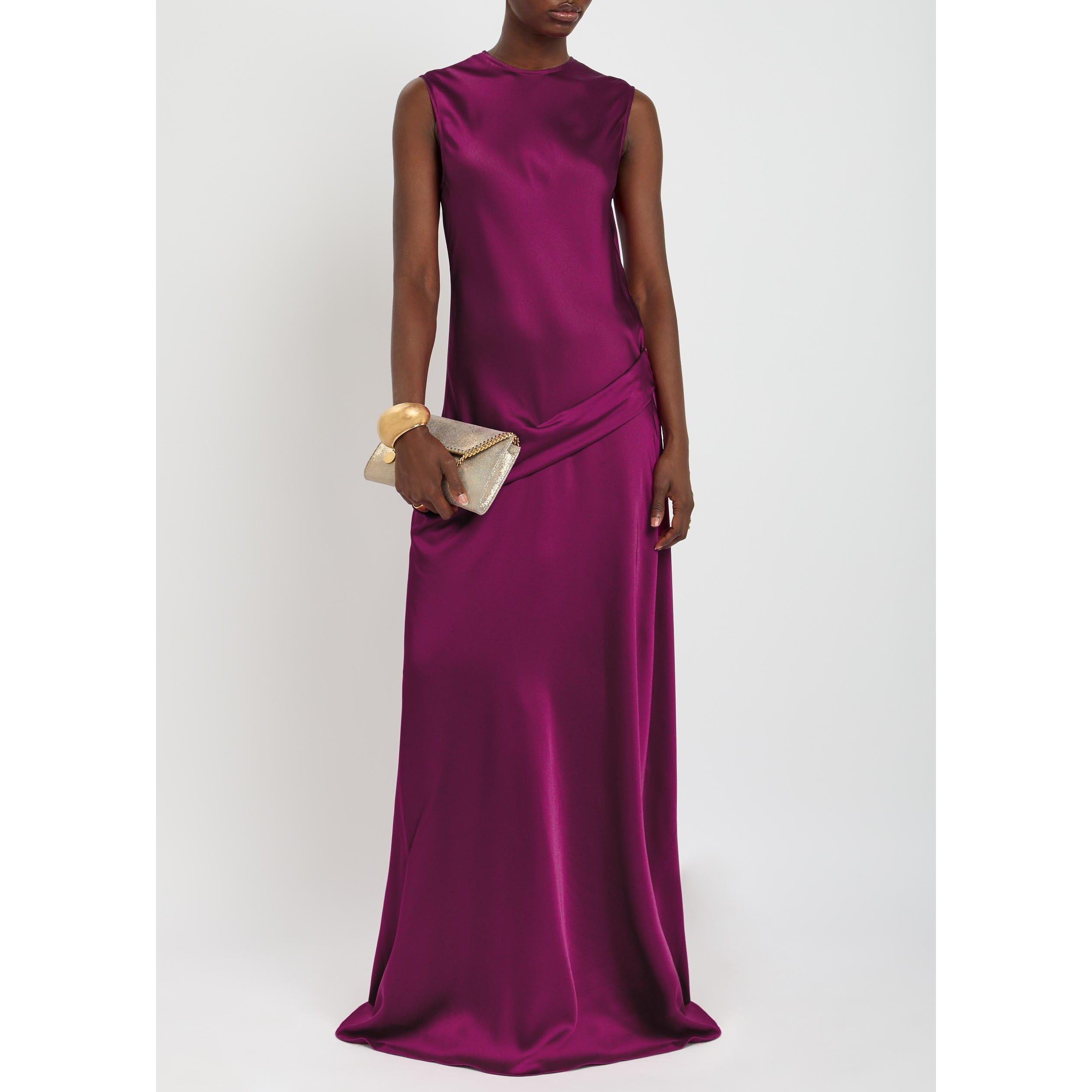 DARK RED - Stella McCartney - Draped Satin Gown - 5
