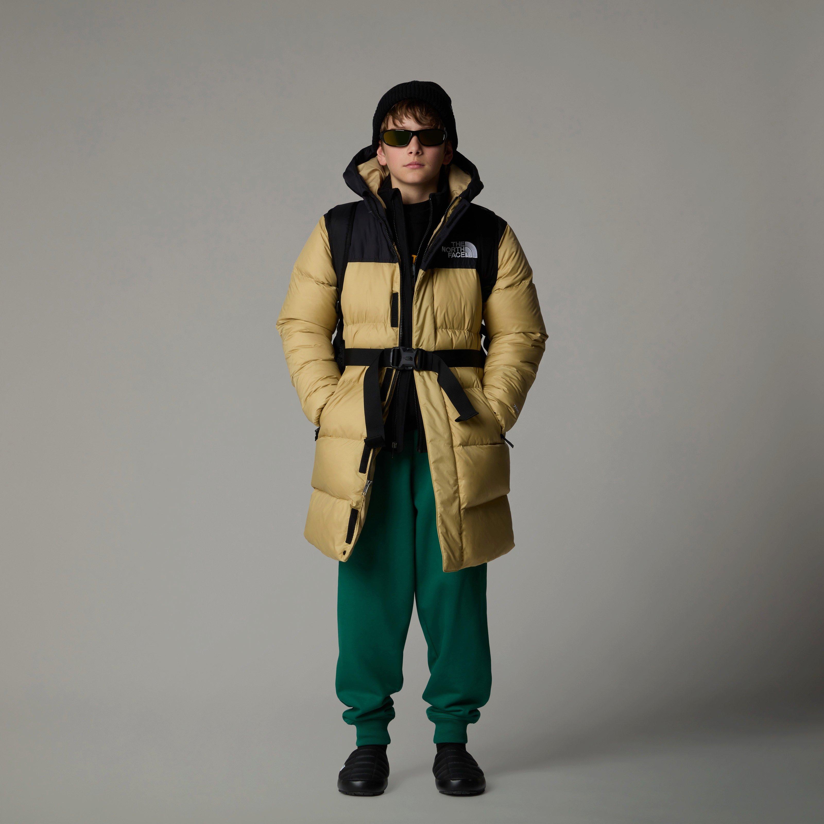 Khaki Stone LK5 - The North Face - Kids' Nuptse Long Parka Down Hooded Short Puffer Jacket - 3