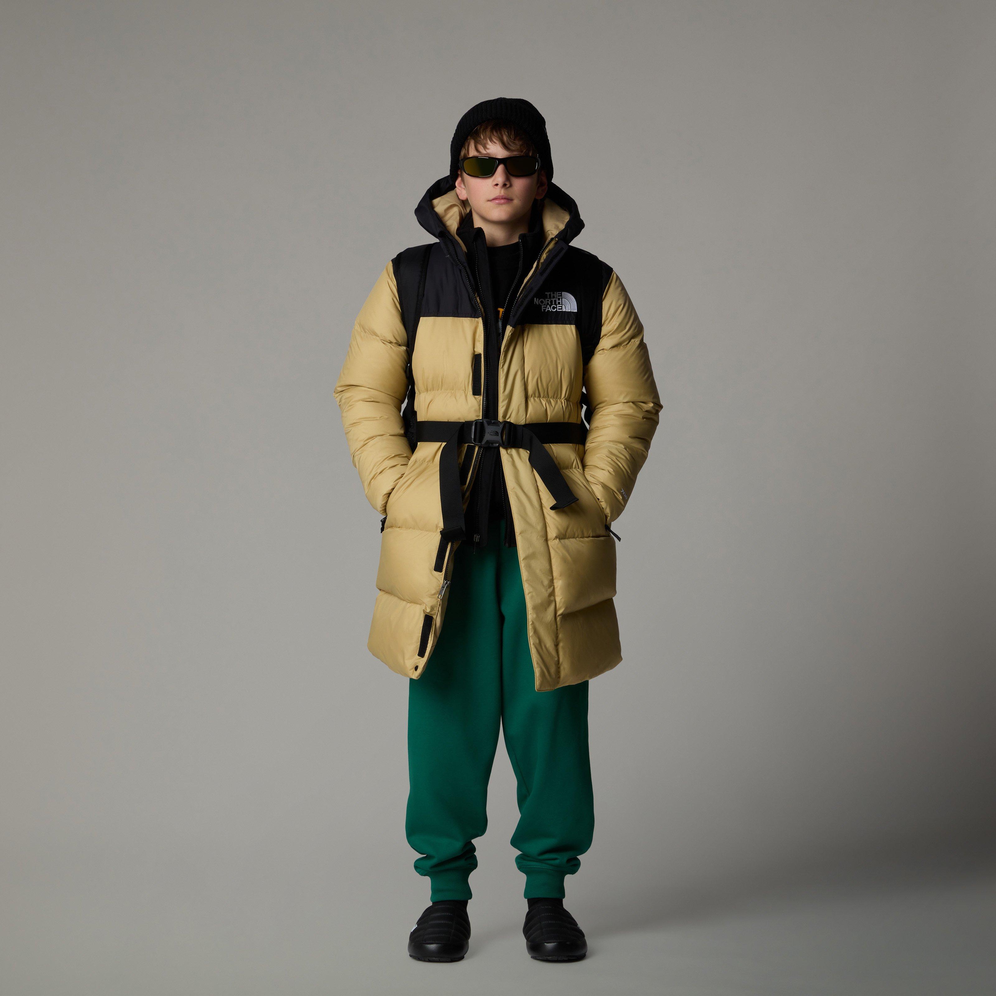 Khaki Stone LK5 - The North Face - Kids' Nuptse Long Parka Down Hooded Short Puffer Jacket - 4