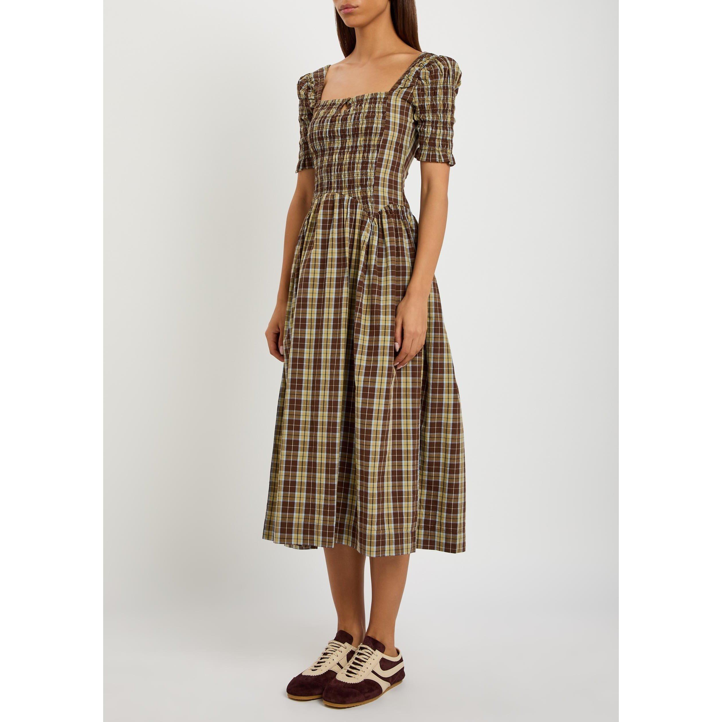 DARK BROWN - Damson Madder - LD EMMY SHIRRED MIDI DRESS - 2
