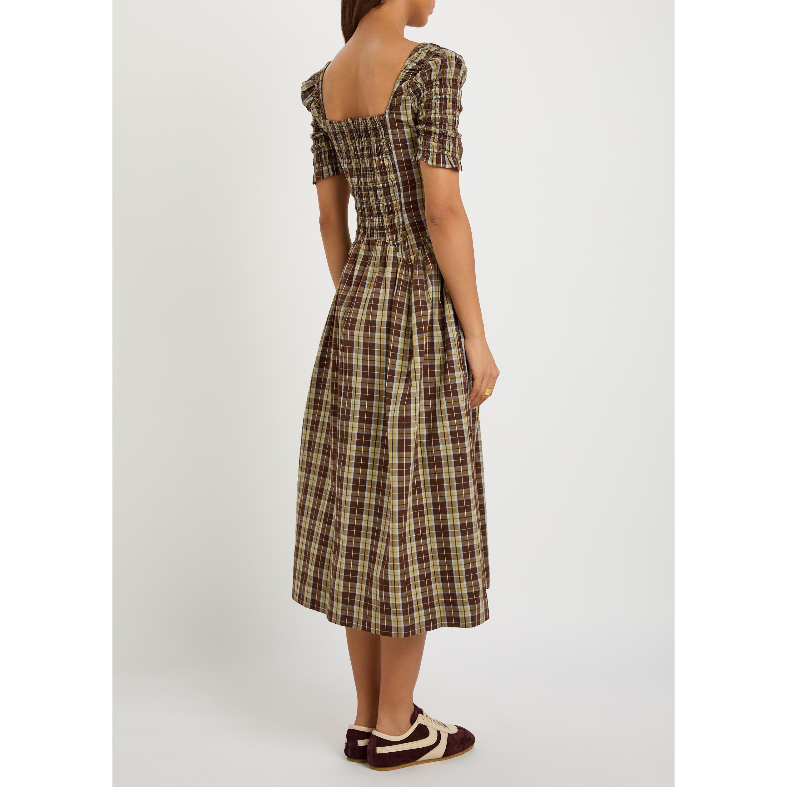 DARK BROWN - Damson Madder - LD EMMY SHIRRED MIDI DRESS - 3