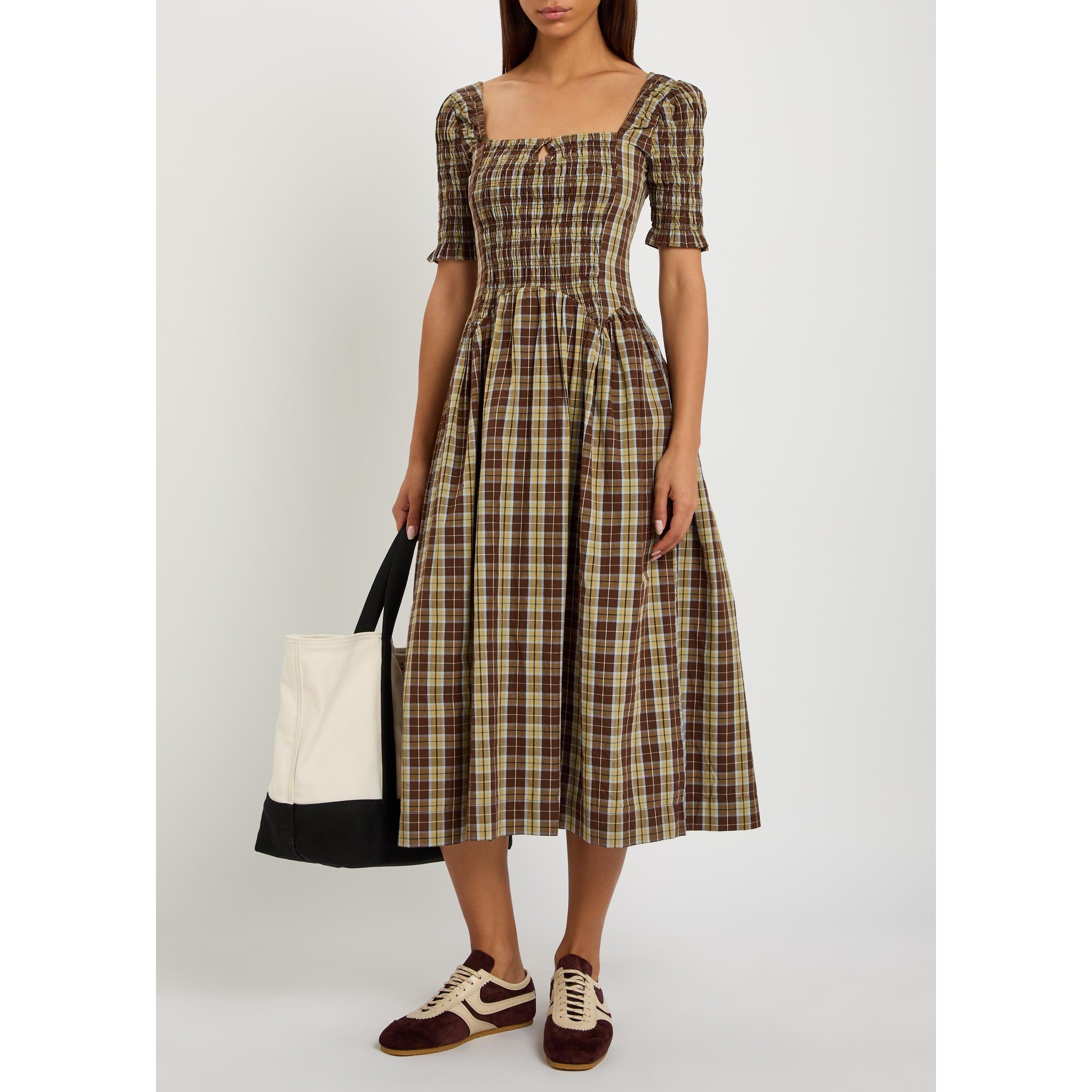 DARK BROWN - Damson Madder - LD EMMY SHIRRED MIDI DRESS - 5