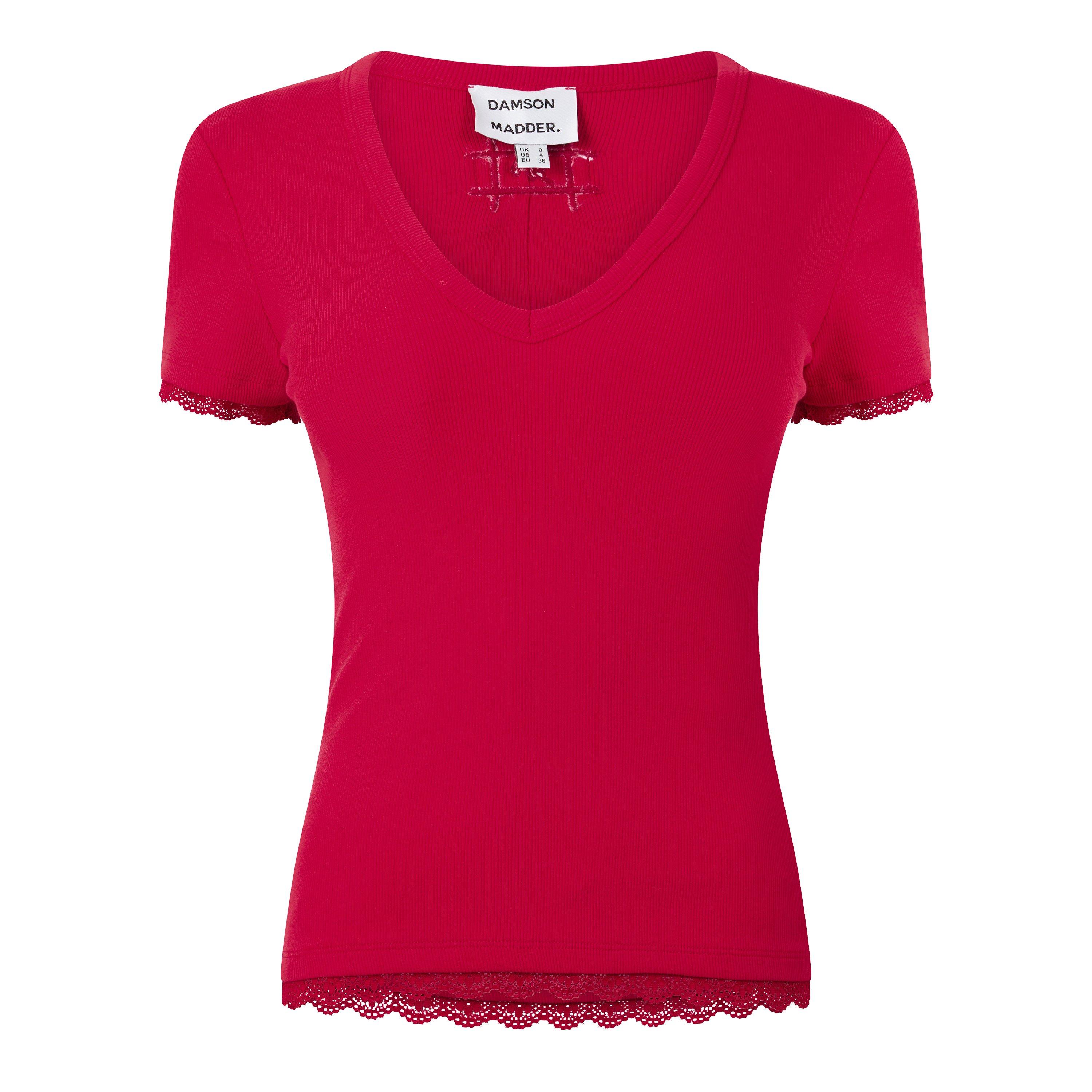 RED - Damson Madder - T PAIGE V-NECK TEE - 1