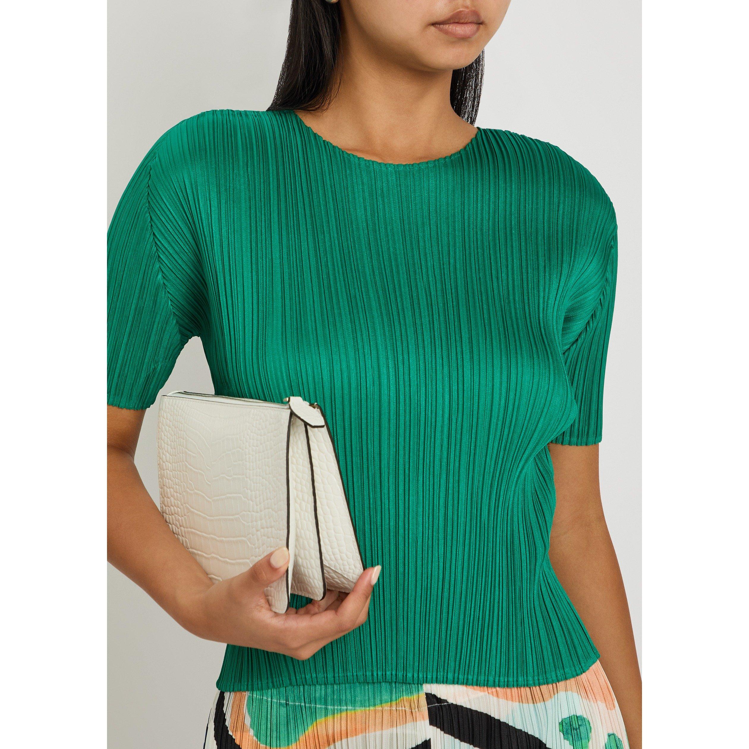 GREEN - Issey Miyake - Women's Pleats Please Pleated Crew-Neck Slim-Fit T-Shirt - 4