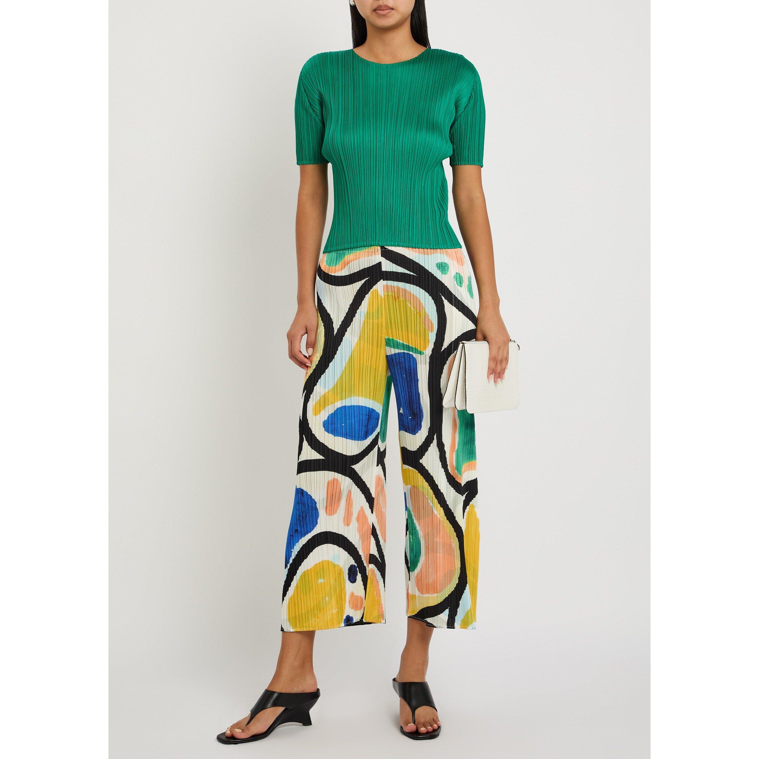 GREEN - Issey Miyake - Women's Pleats Please Pleated Crew-Neck Slim-Fit T-Shirt - 5