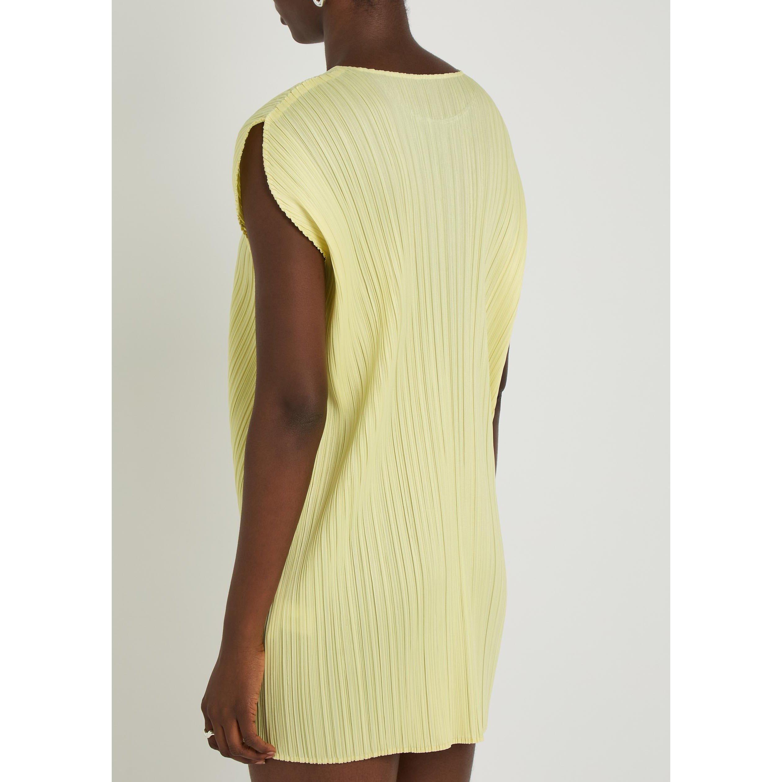 YELLOW LIGHT - Issey Miyake - Women's Pleats Please Pleated Mini Dress - 3