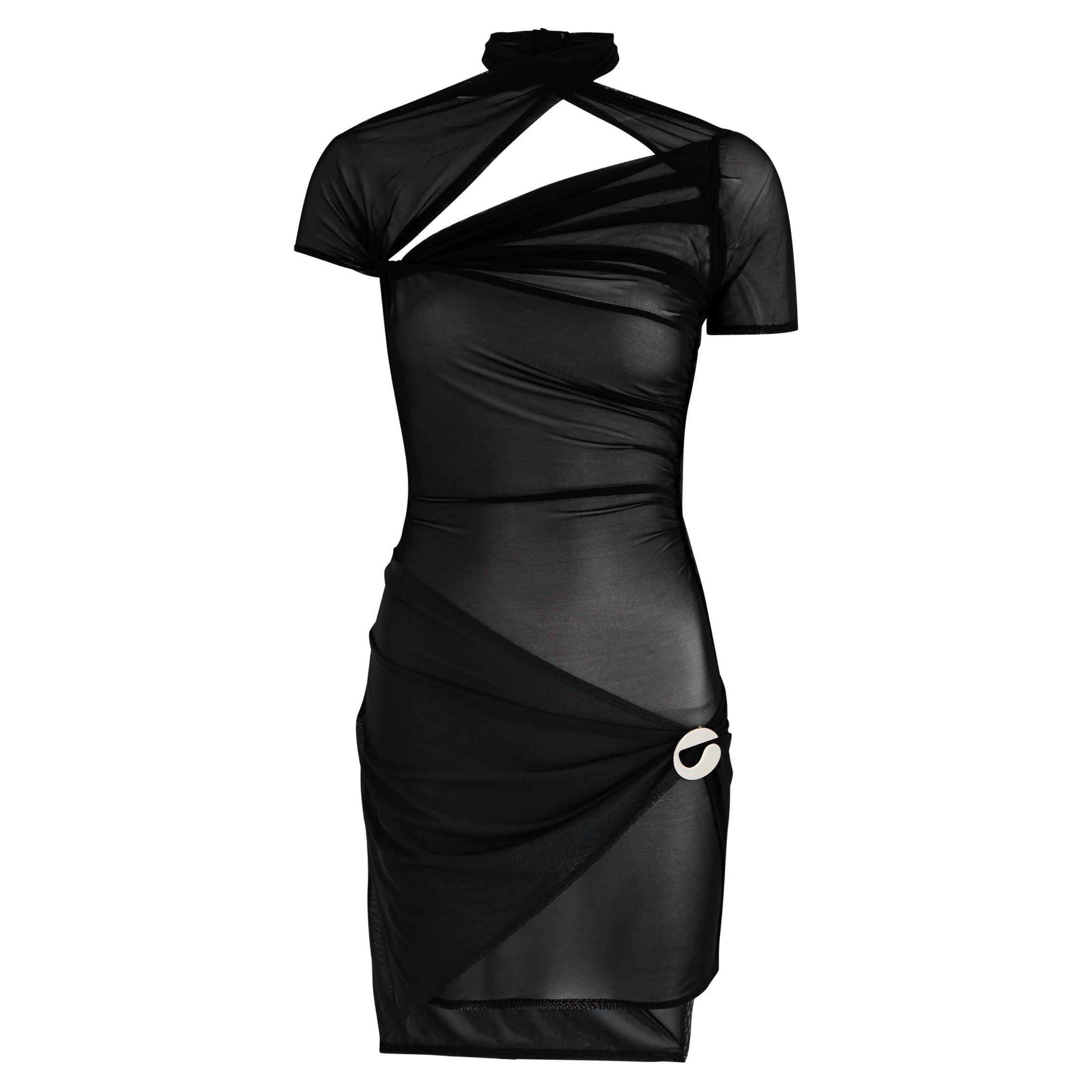 BLACK - Coperni - ASYMMETRIC DRAPED MESH DRESS