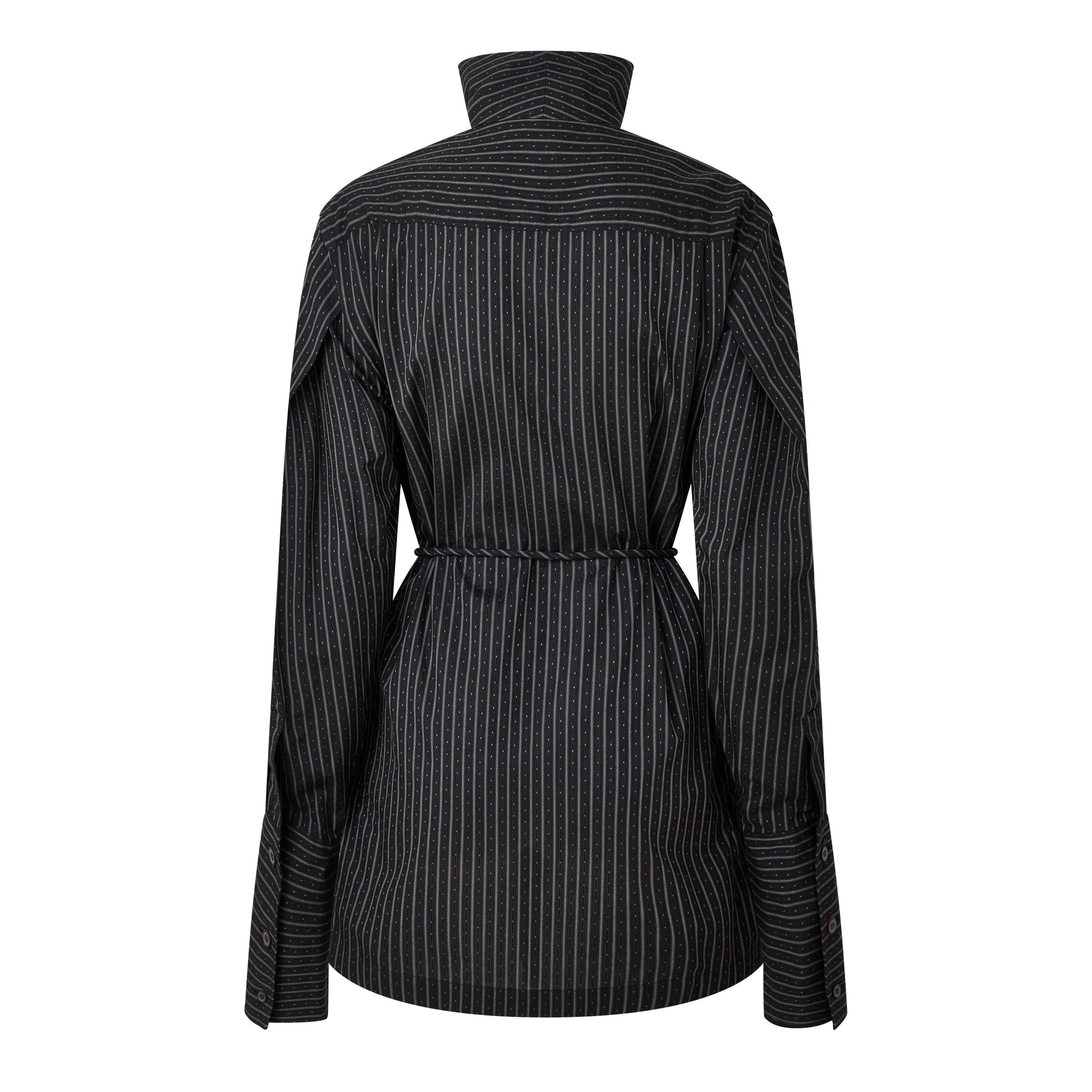 ANTHRACITE - Issey Miyake - Women's Monsieur Dobby Striped Long-Sleeve Shirt - 2