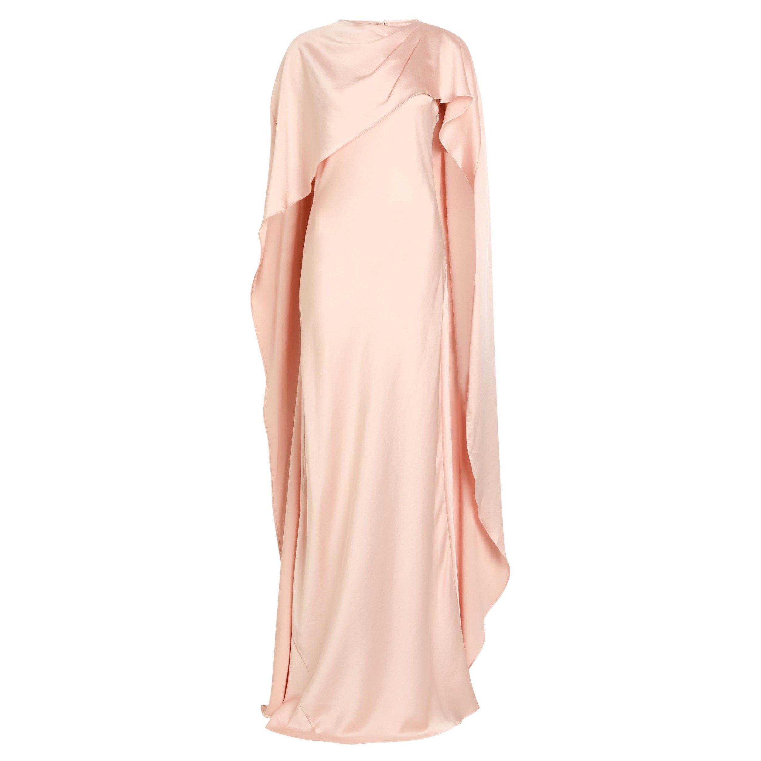 PINK - Jonathan Simkhai - Women's Izel Cape Satin Round-Neck Ball Gown - 1