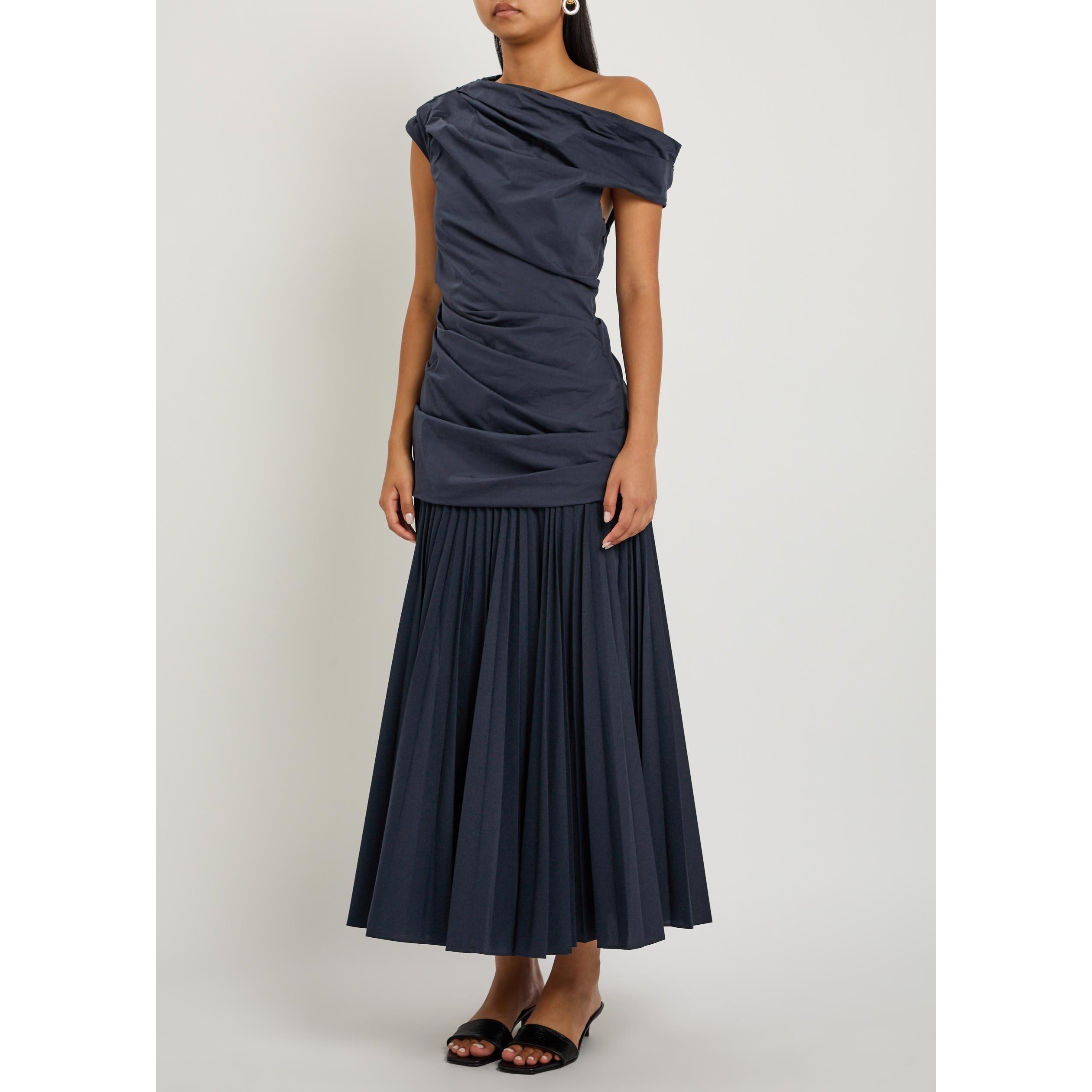 NAVY - Jonathan Simkhai - Women's Ammalie Midi Cotton-Blend Tea Dress - 2