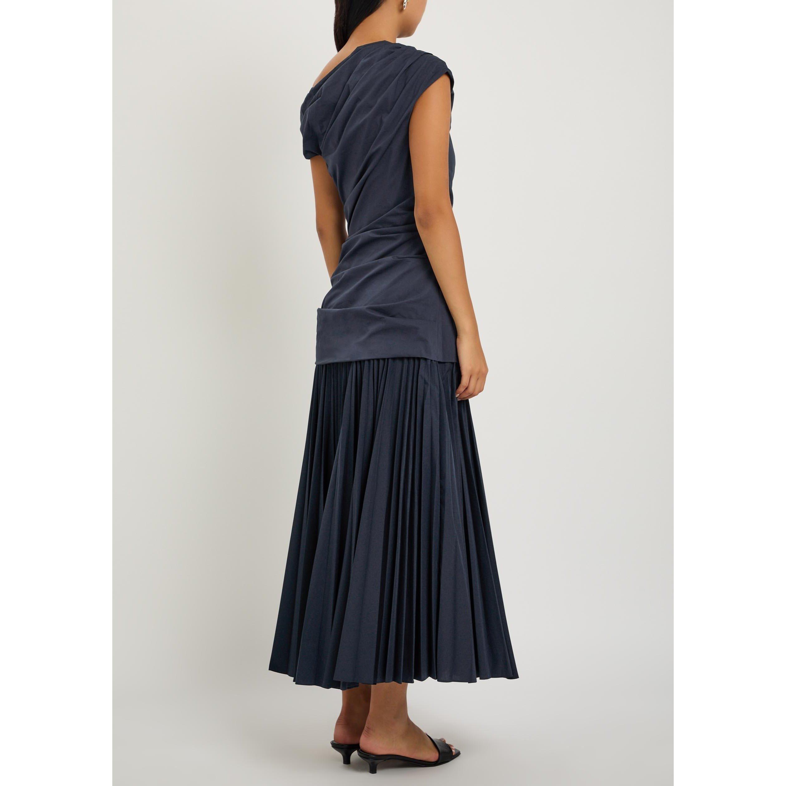 NAVY - Jonathan Simkhai - Women's Ammalie Midi Cotton-Blend Tea Dress - 3