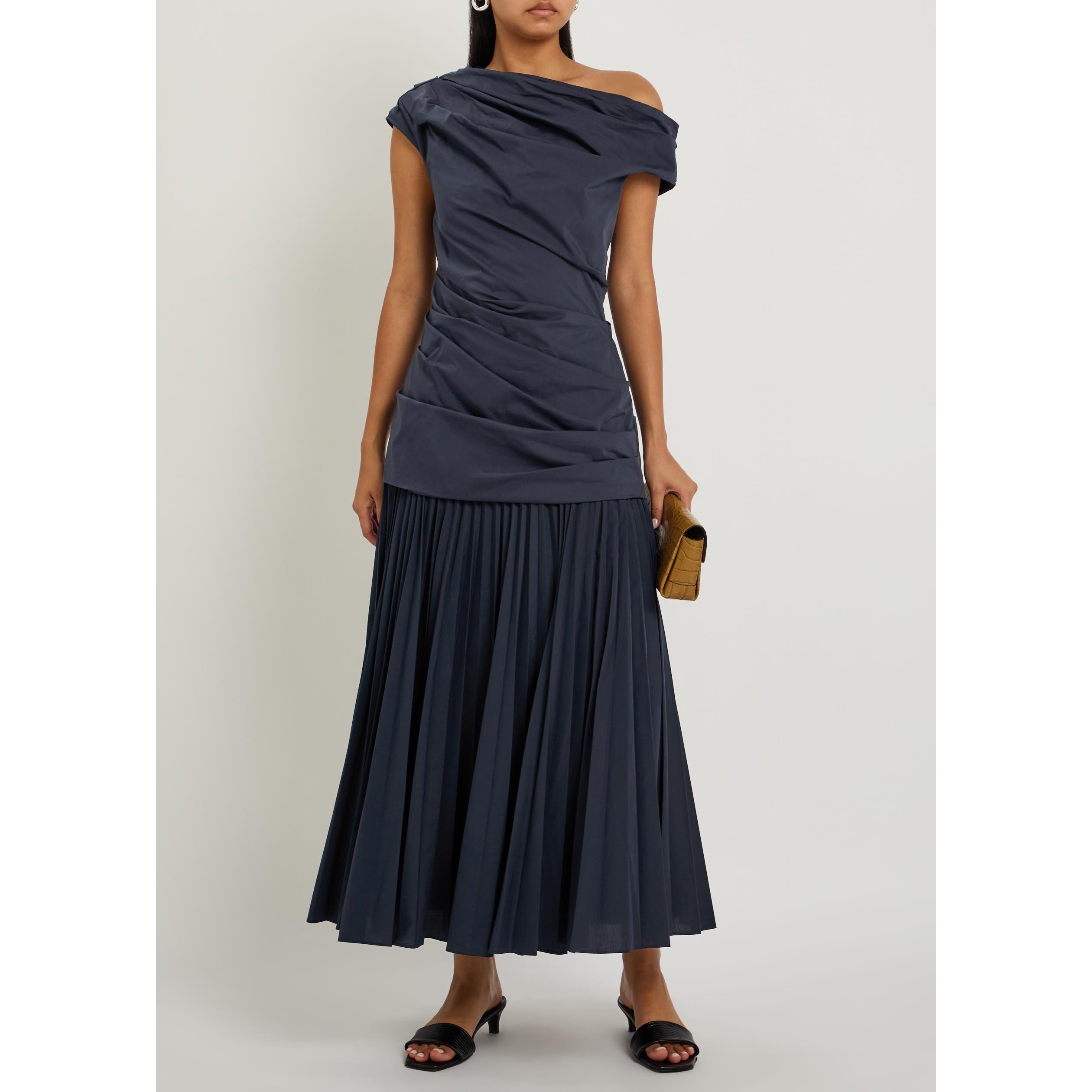 NAVY - Jonathan Simkhai - Women's Ammalie Midi Cotton-Blend Tea Dress - 5