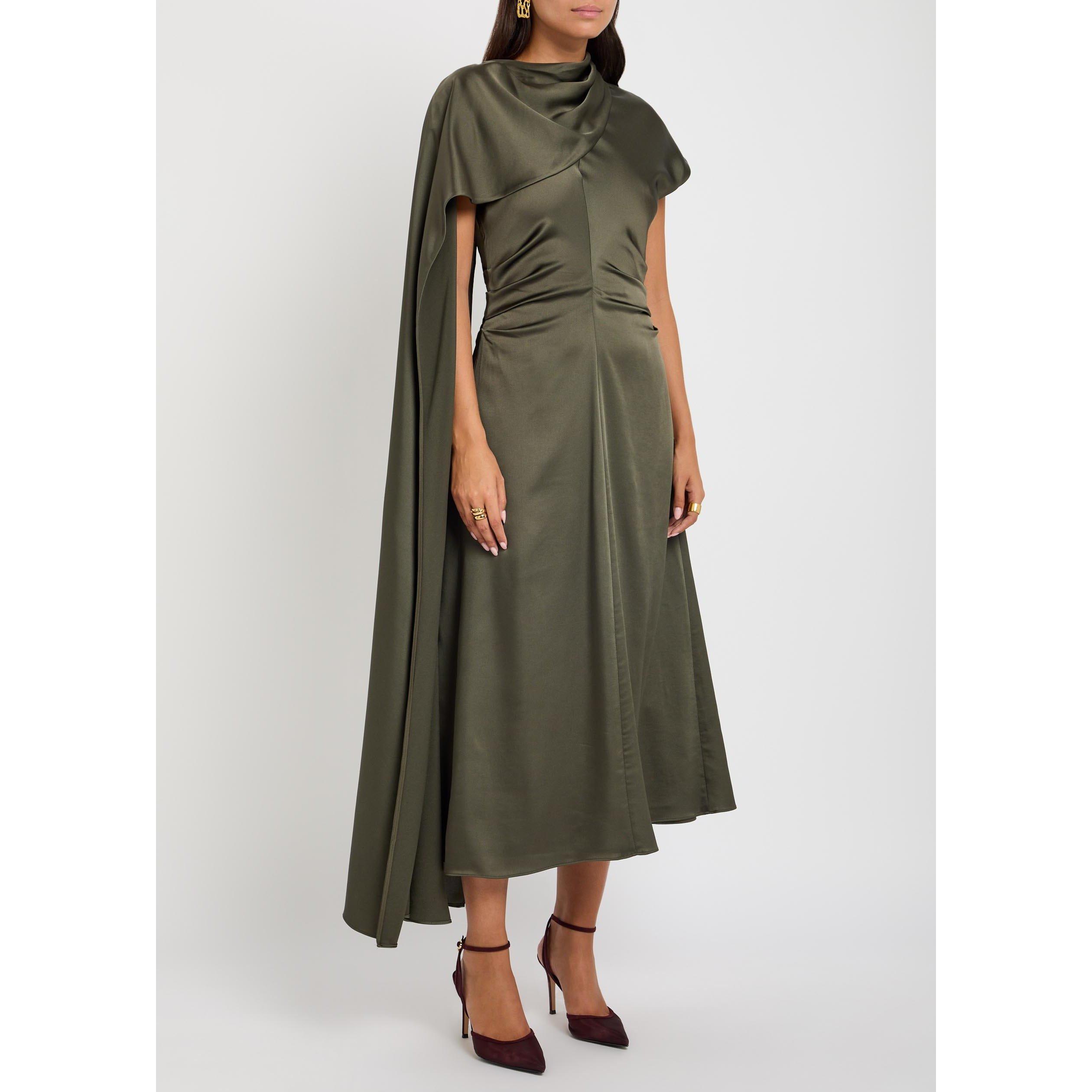GREEN - Jonathan Simkhai - Women's Jacka Cape Midi A-Line Dress - 2