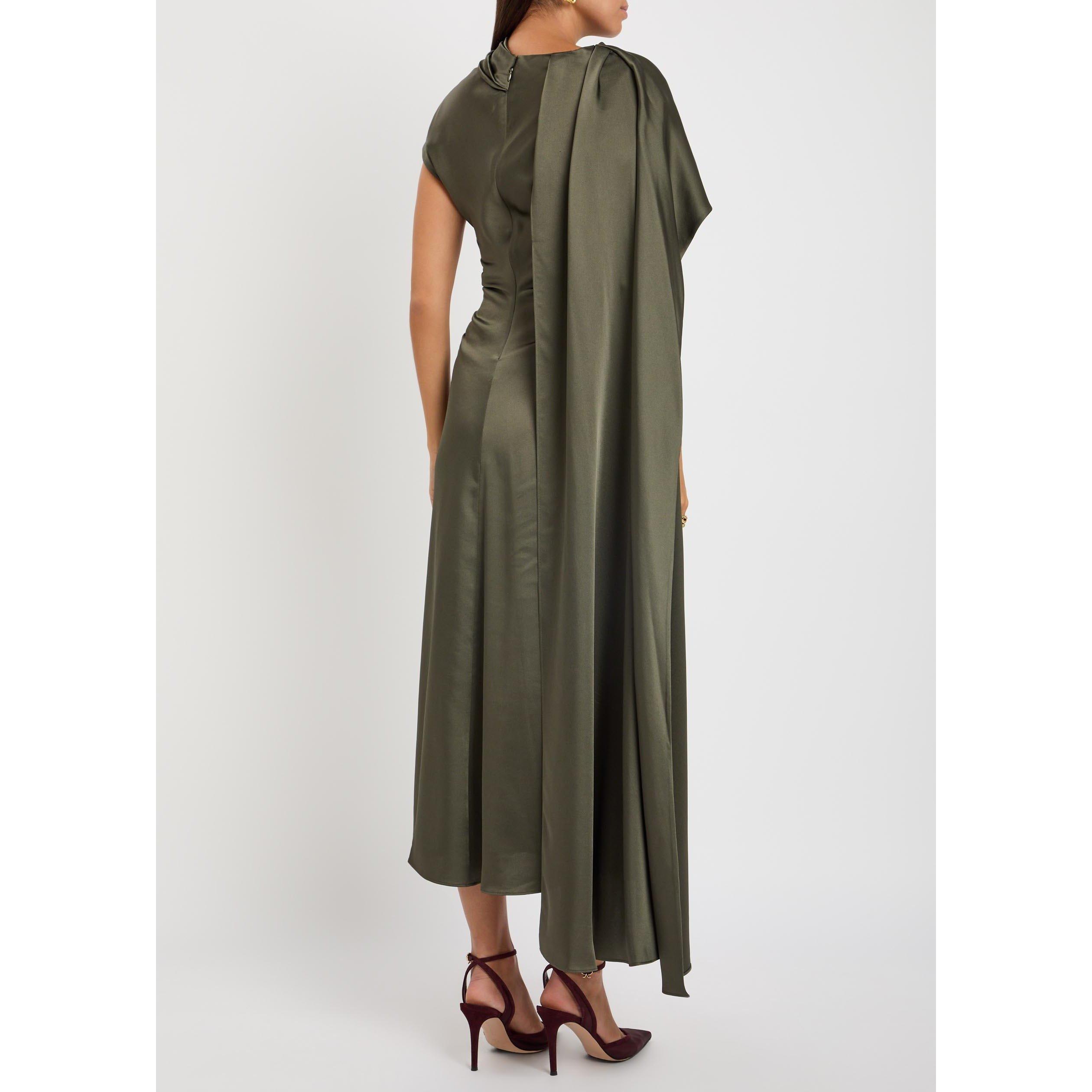 GREEN - Jonathan Simkhai - Women's Jacka Cape Midi A-Line Dress - 3