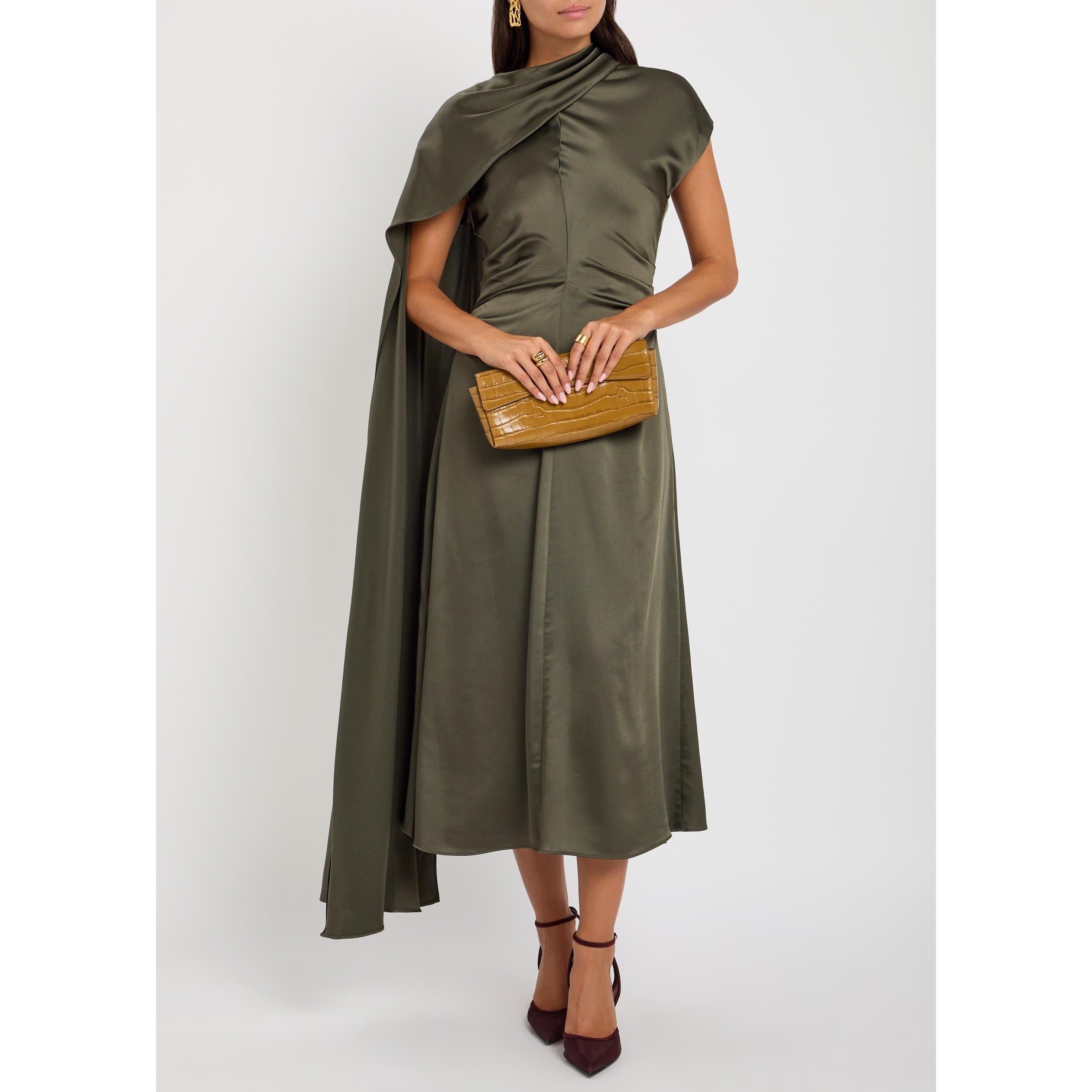 GREEN - Jonathan Simkhai - Women's Jacka Cape Midi A-Line Dress - 5