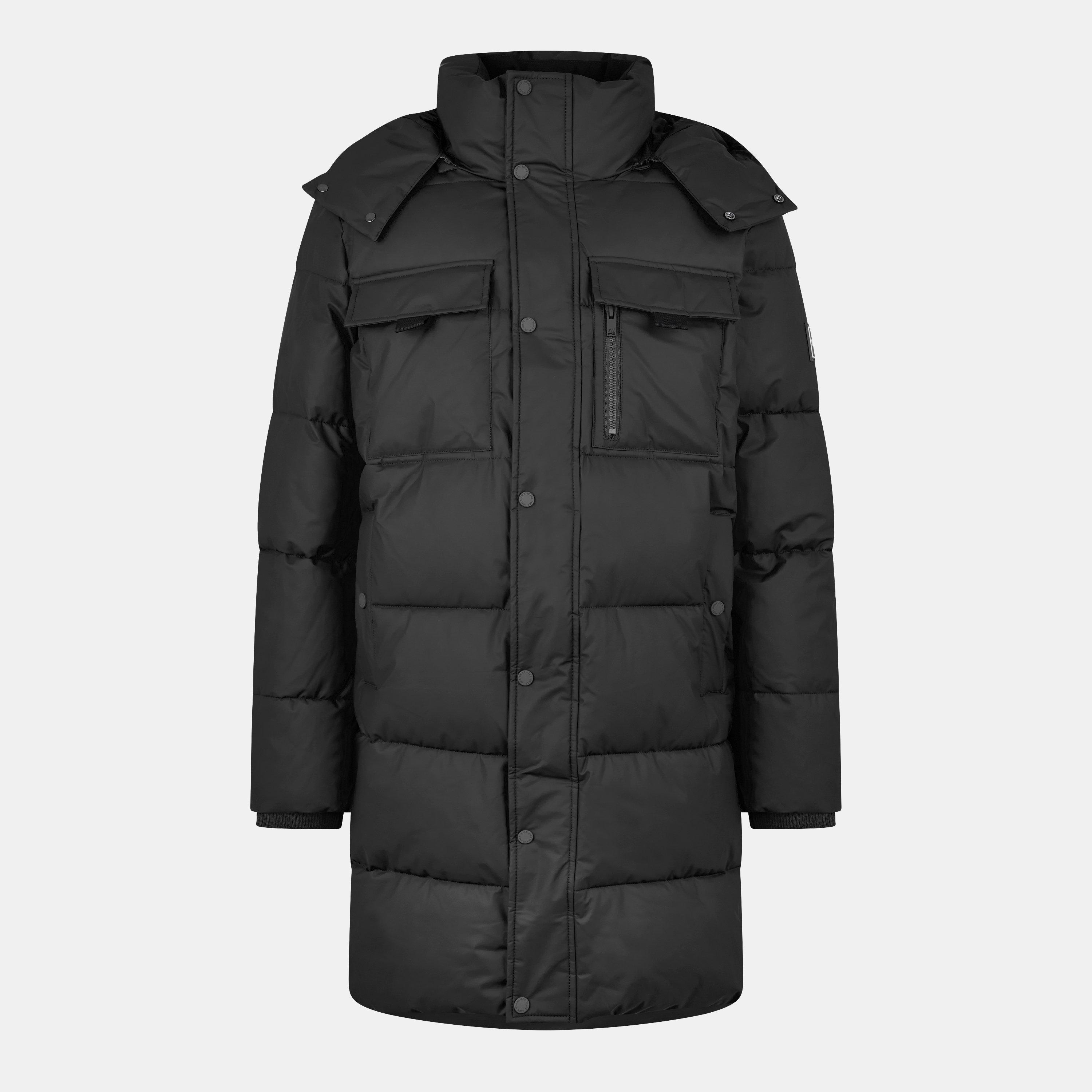 Black - Jack Wills - Men's Long Hooded Puffer Jacket - 1