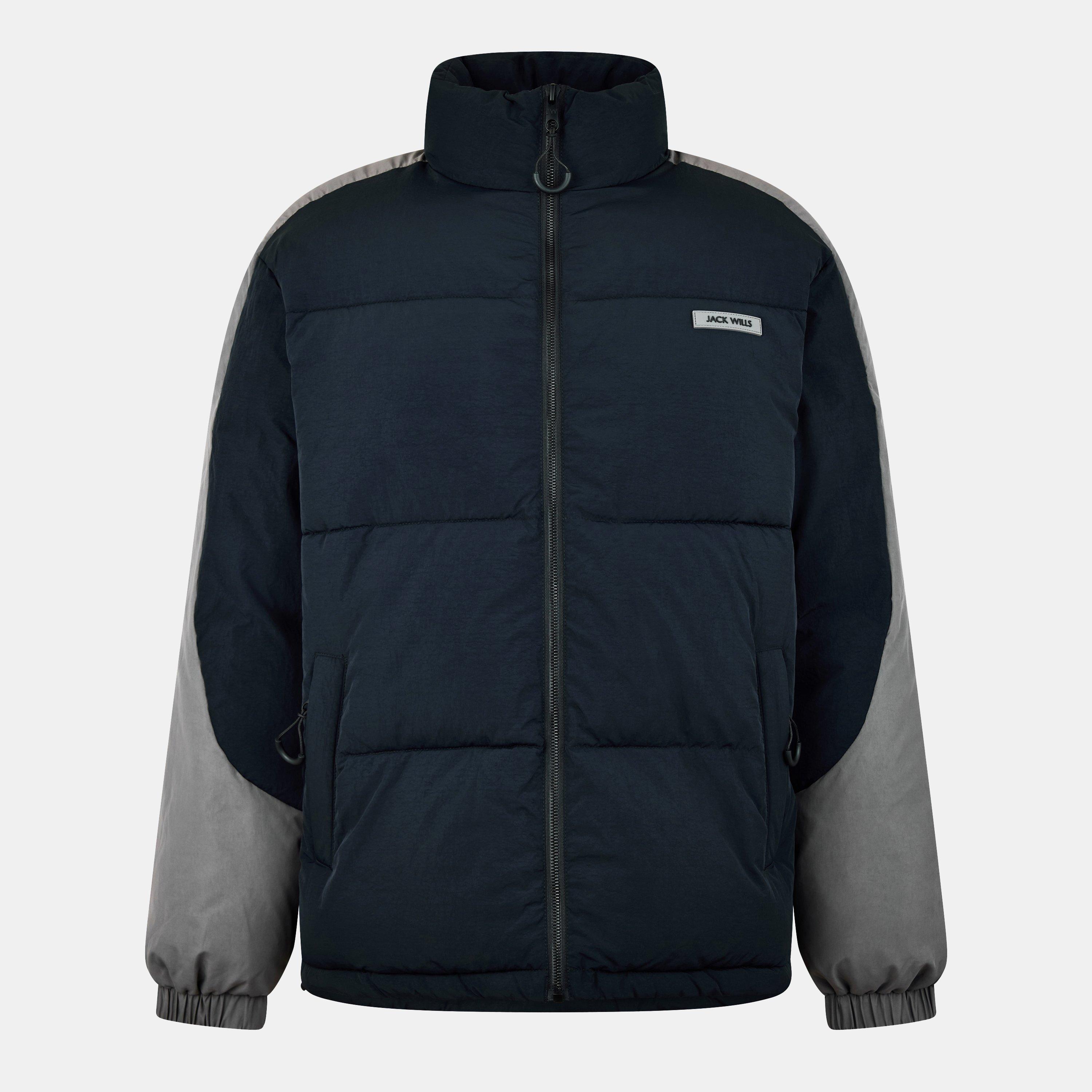 Schwarz/Schiefer - Jack Wills - Men's Long Sleeve Short Puffer Jacket - 1