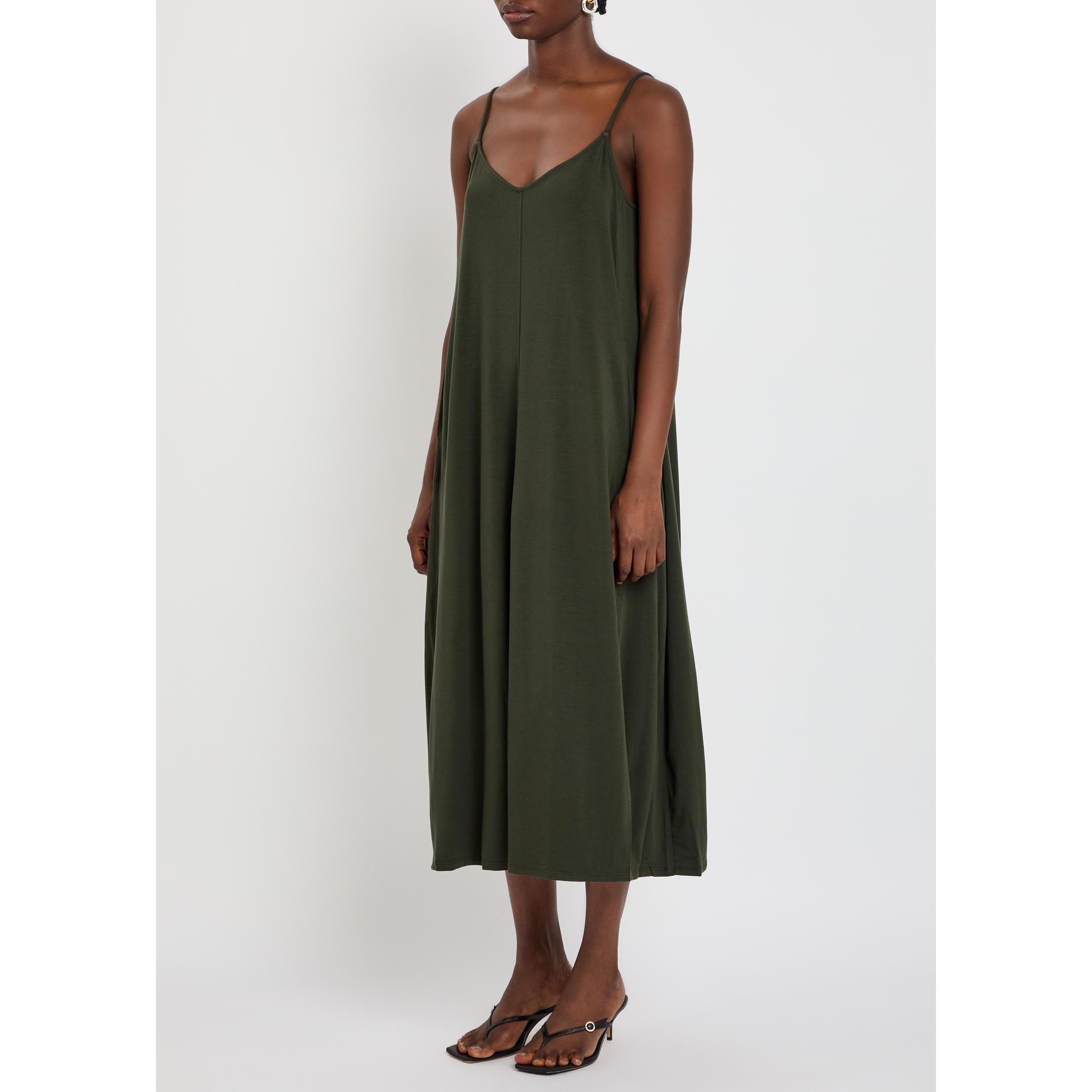DARK GREEN - Eileen Fisher - Women's Lantern Cami Lyocell Maxi Dress - 2