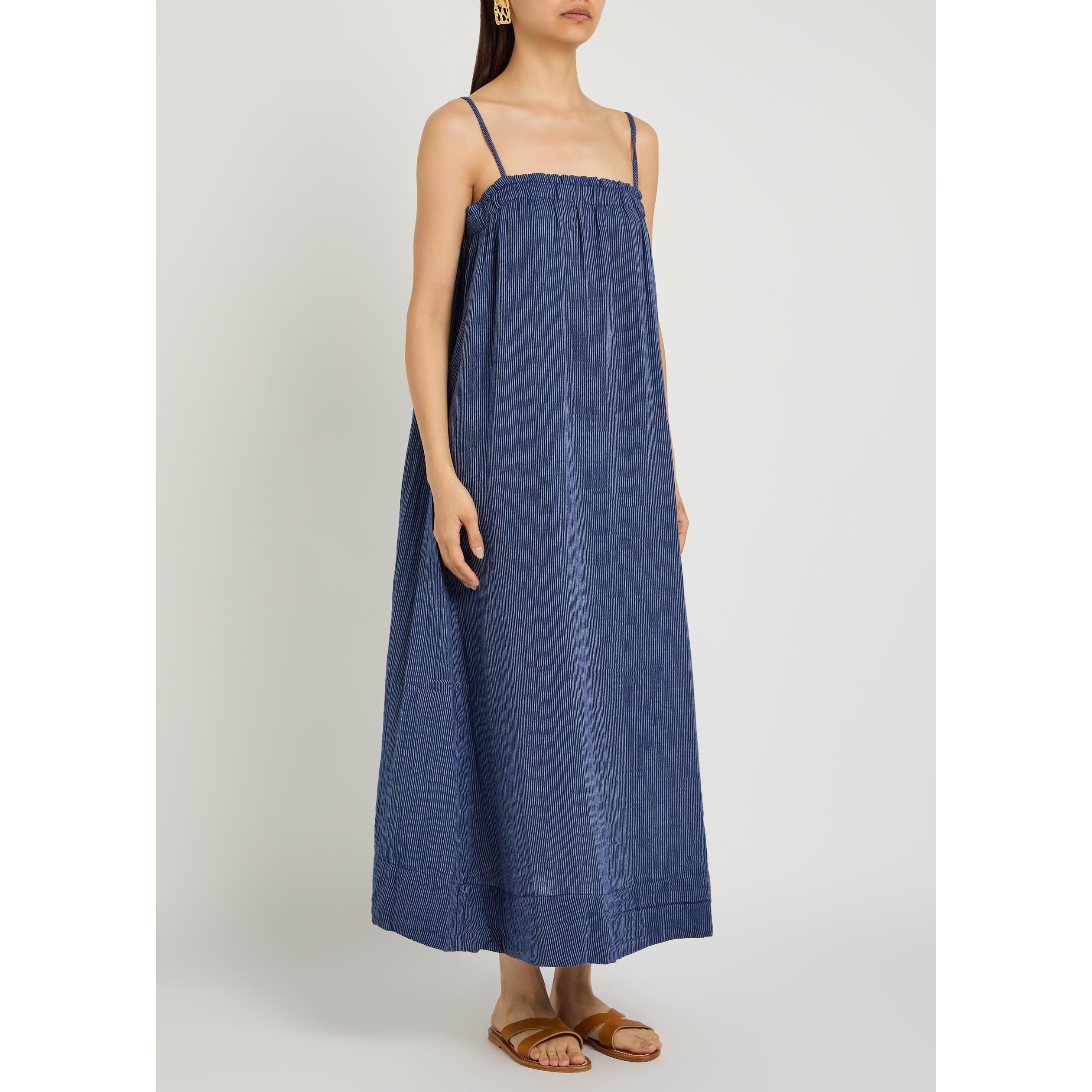 NAVY - Eileen Fisher - Women's Striped Cotton Cami Maxi Dress - 2