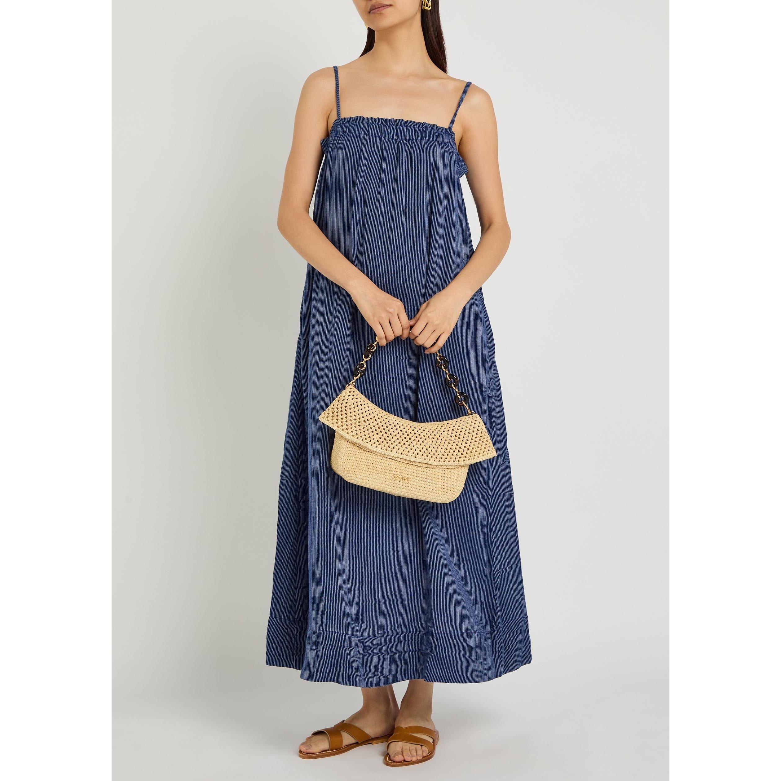 NAVY - Eileen Fisher - Women's Striped Cotton Cami Maxi Dress - 5
