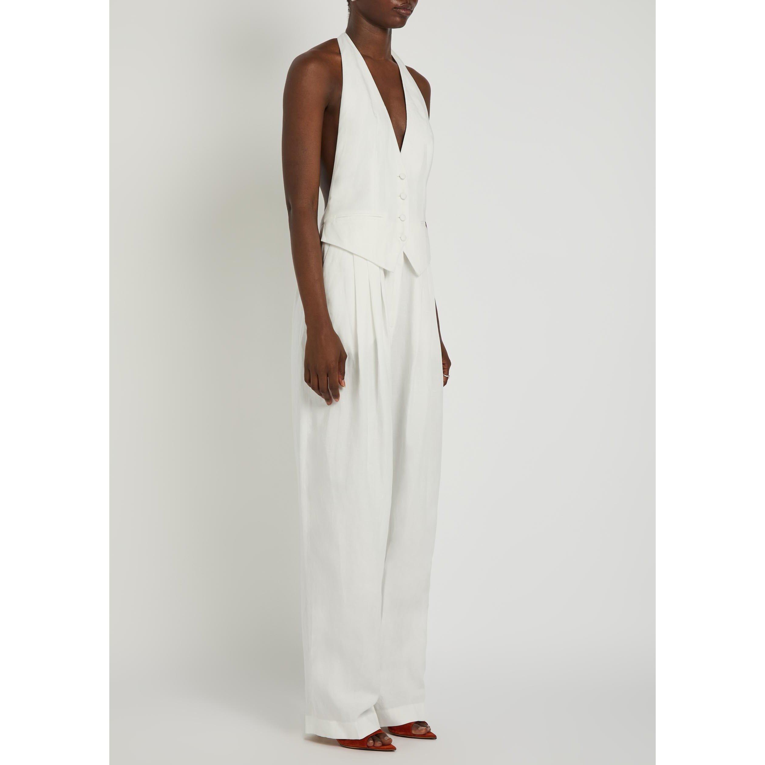 WHITE - Kobo - Women's Rex Linen Halterneck Jumpsuit - 2