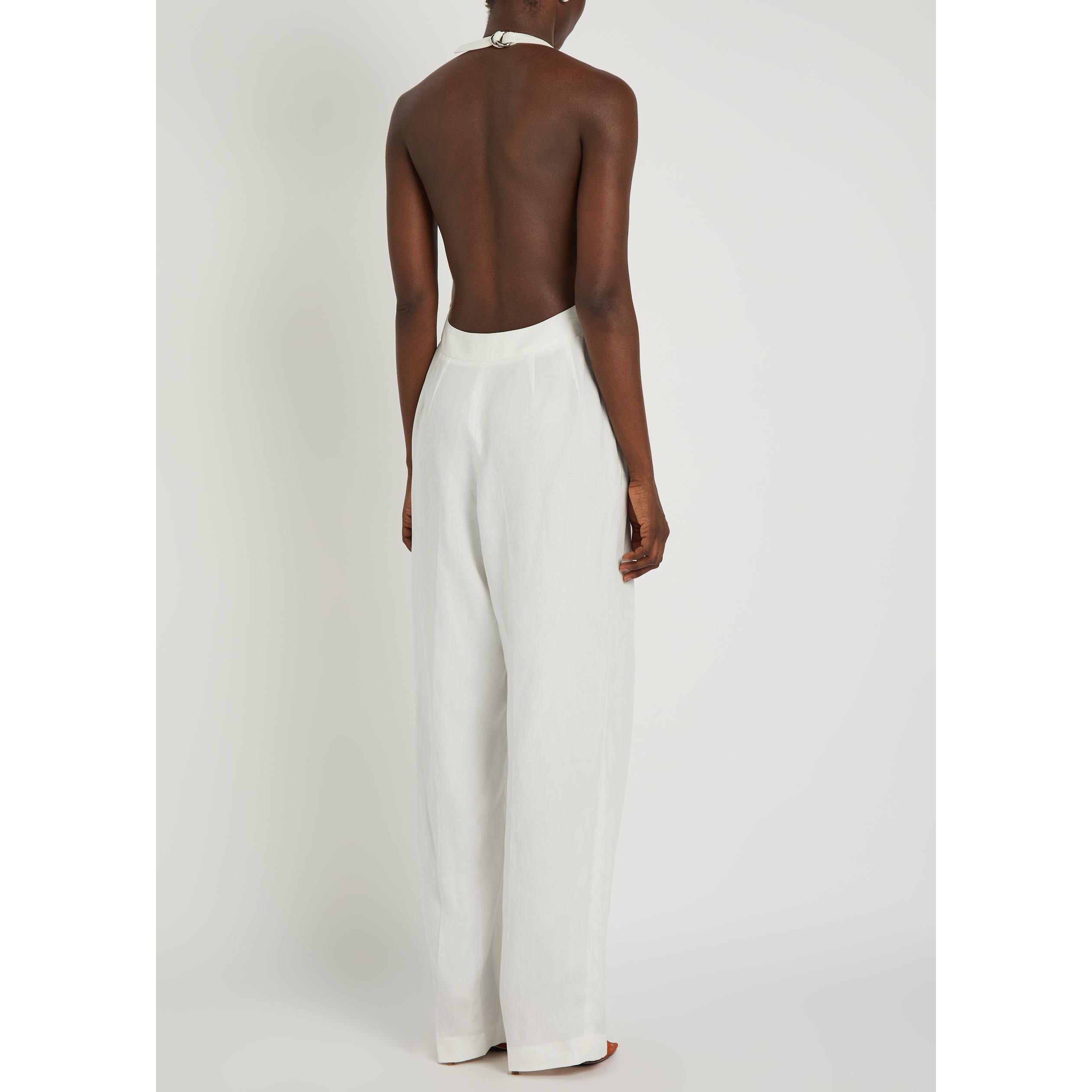WHITE - Kobo - Women's Rex Linen Halterneck Jumpsuit - 3