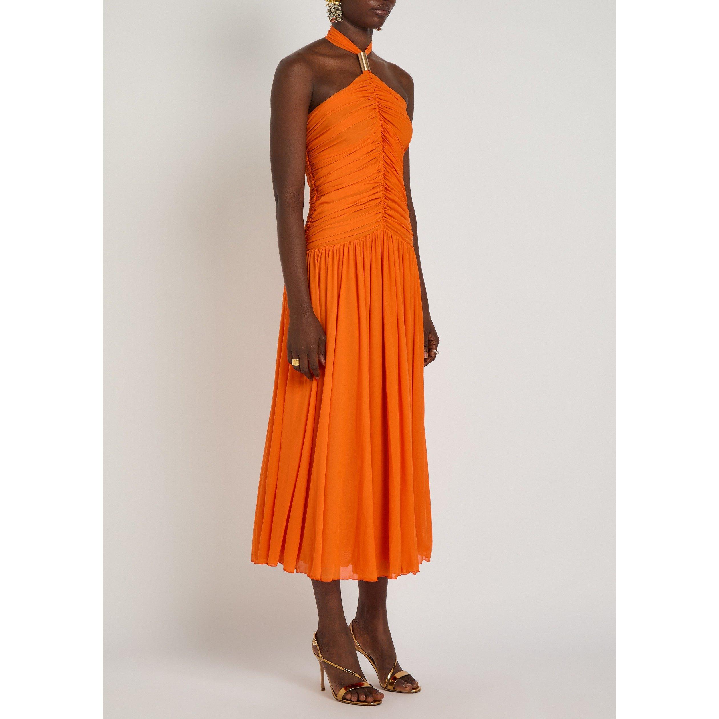 ORANGE - Kobo - Women's Wrenley Halter Neck Slim-Fit Bodycon Dress - 2
