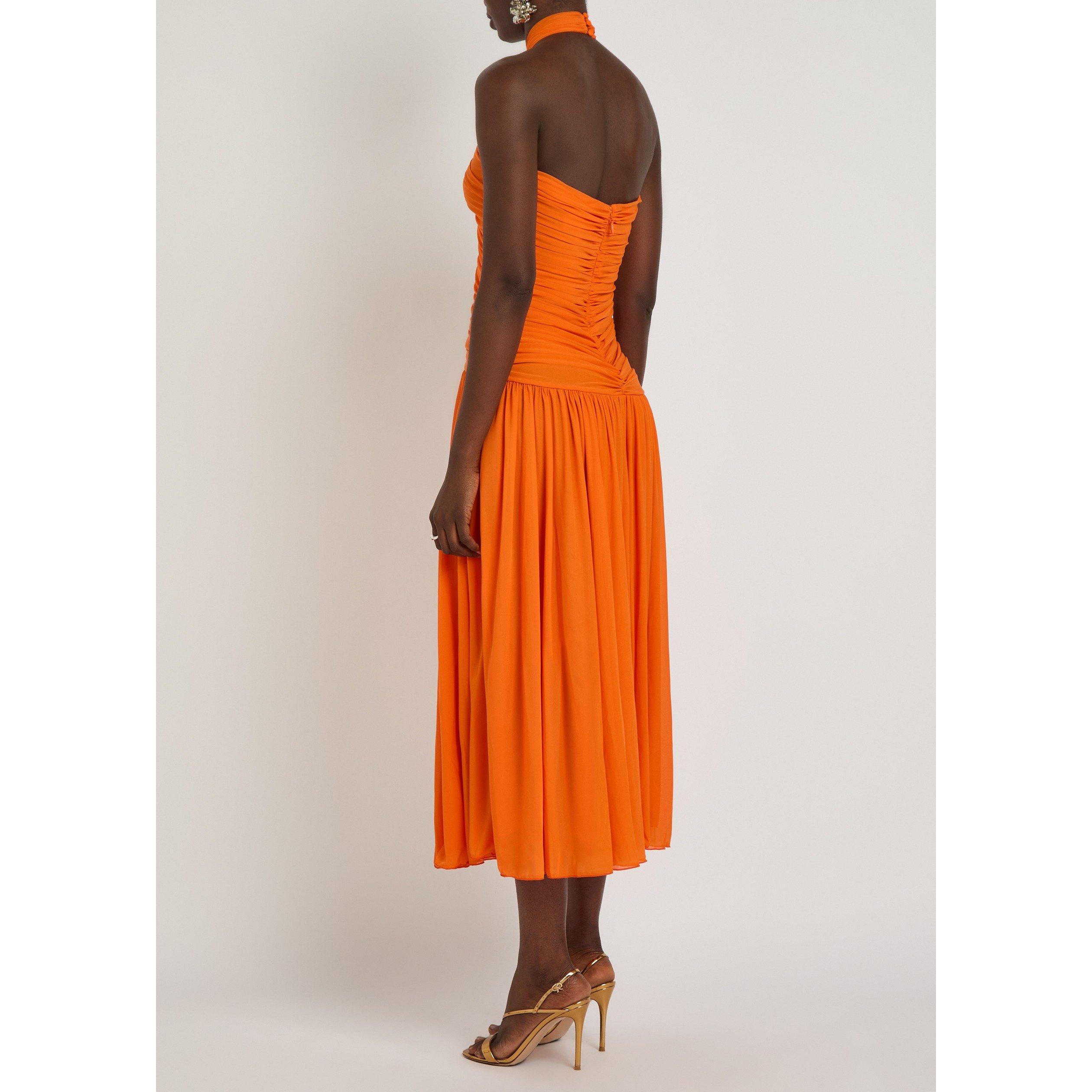 ORANGE - Kobo - Women's Wrenley Halter Neck Slim-Fit Bodycon Dress - 3