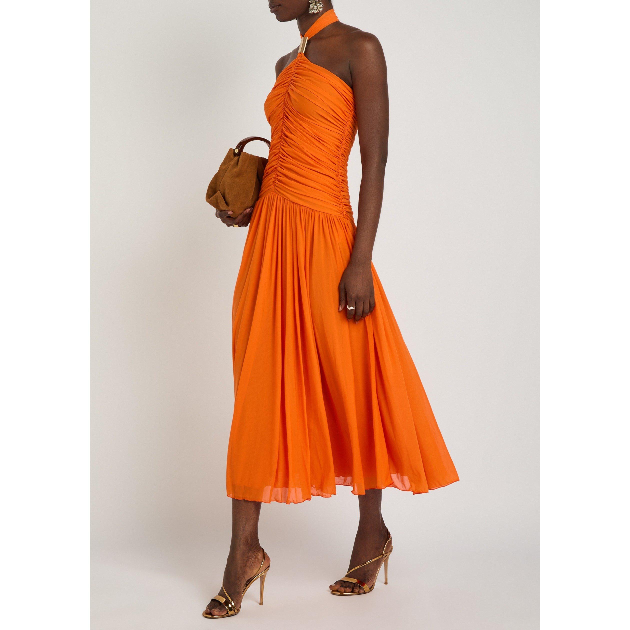 ORANGE - Kobo - Women's Wrenley Halter Neck Slim-Fit Bodycon Dress - 5
