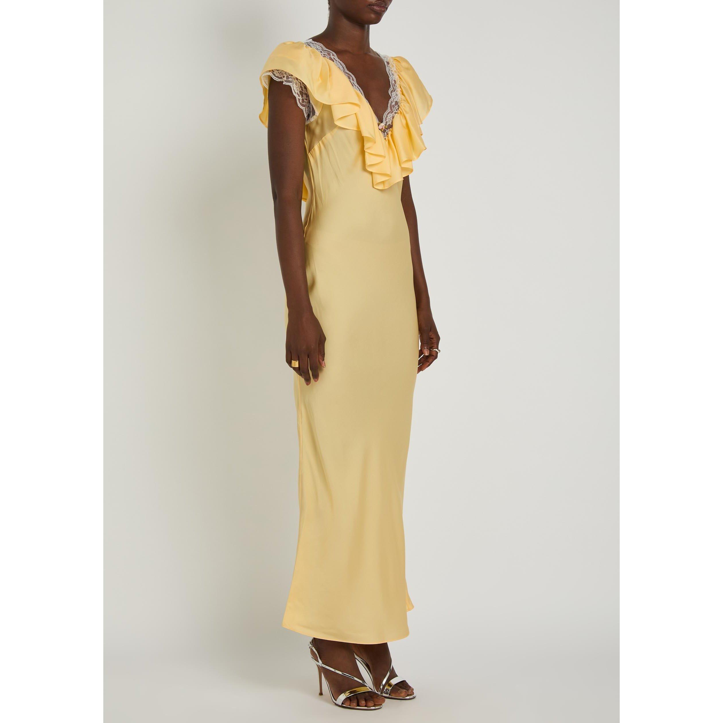 YELLOW - Kobo - Women's Gracie Silk Lace Maxi Dress - 2