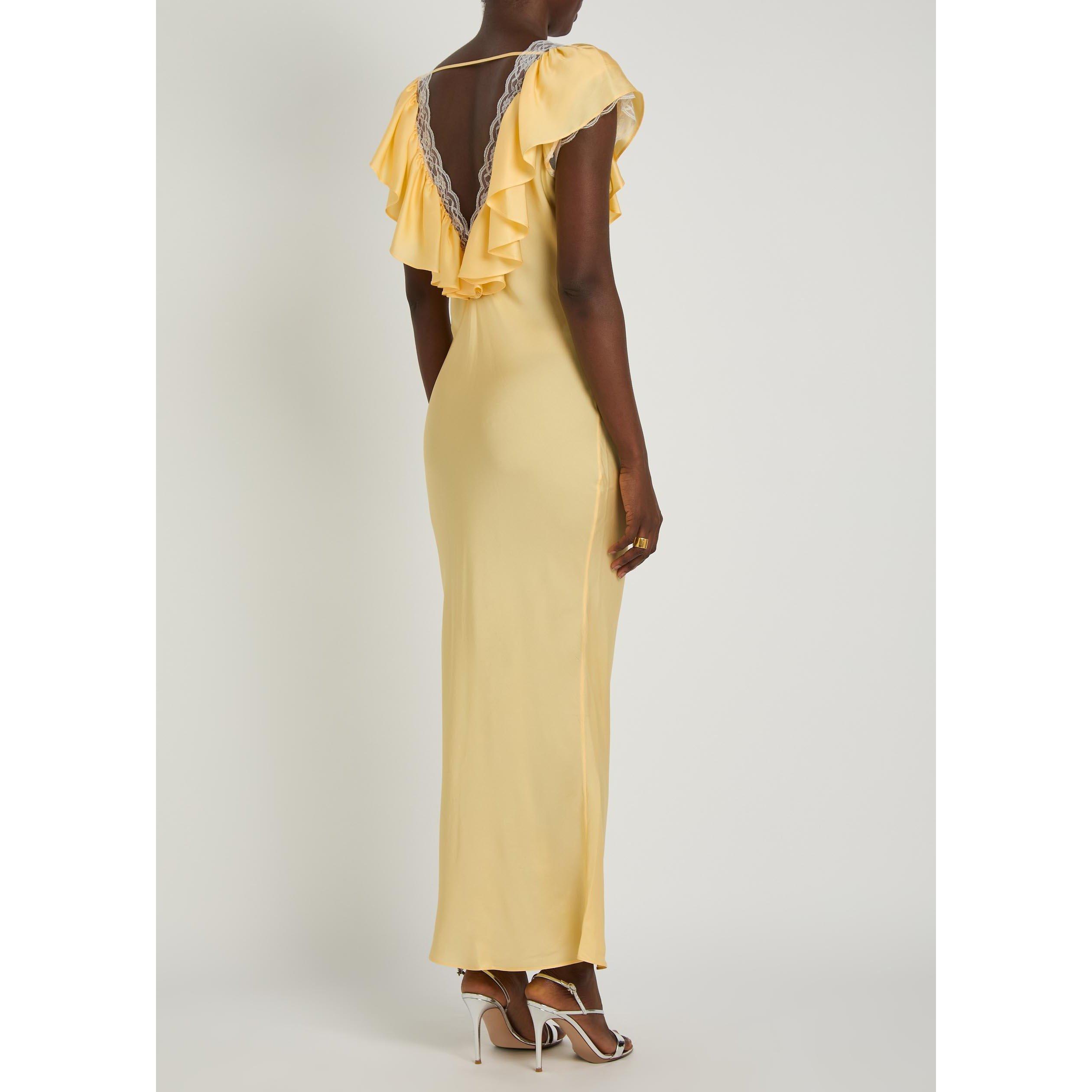 YELLOW - Kobo - Women's Gracie Silk Lace Maxi Dress - 3