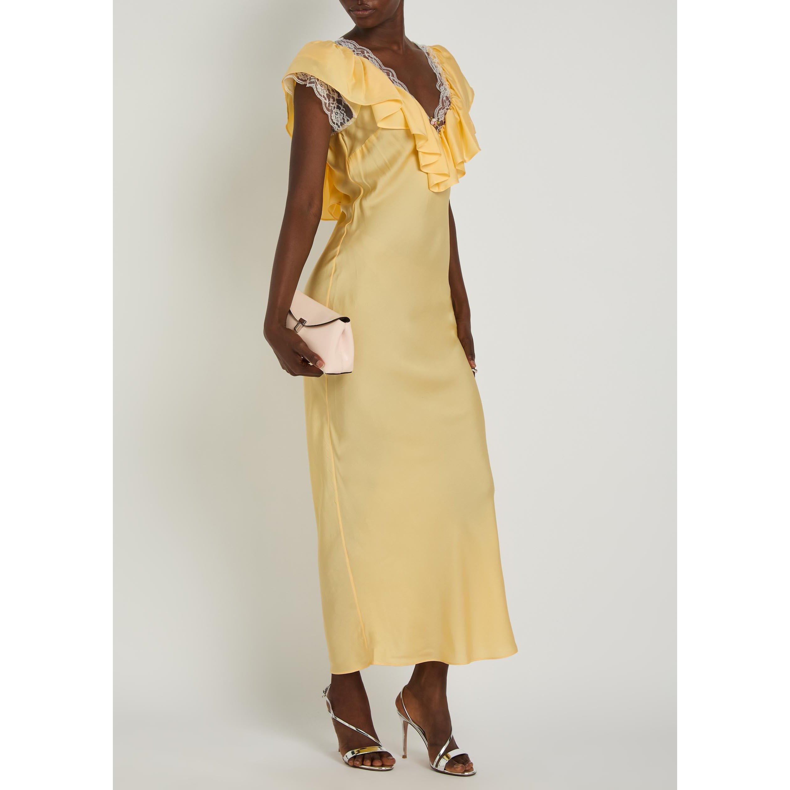YELLOW - Kobo - Women's Gracie Silk Lace Maxi Dress - 5
