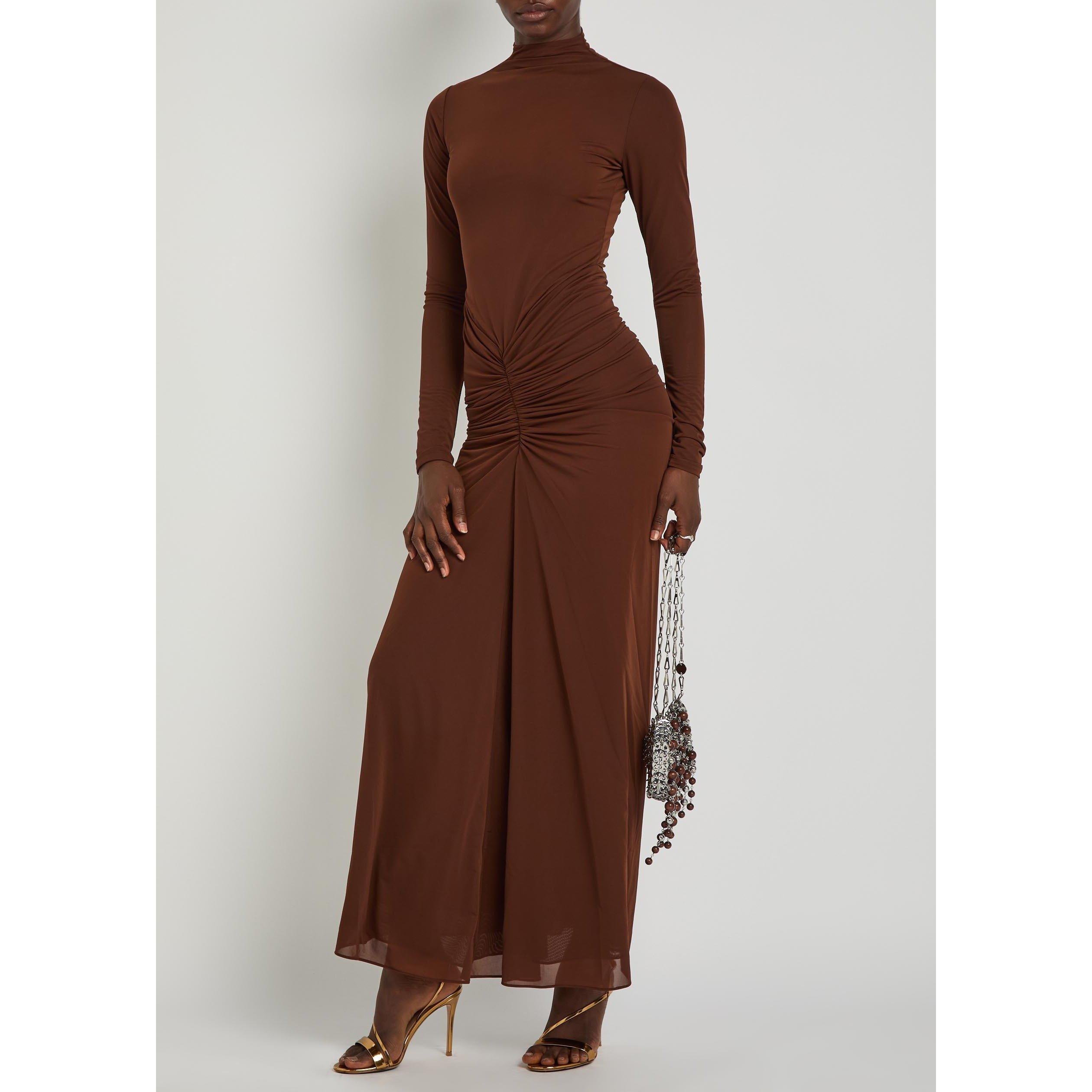 BROWN - Ronny Kobo - Women's Scorpio Long-Sleeve Jersey Maxi Dress - 5