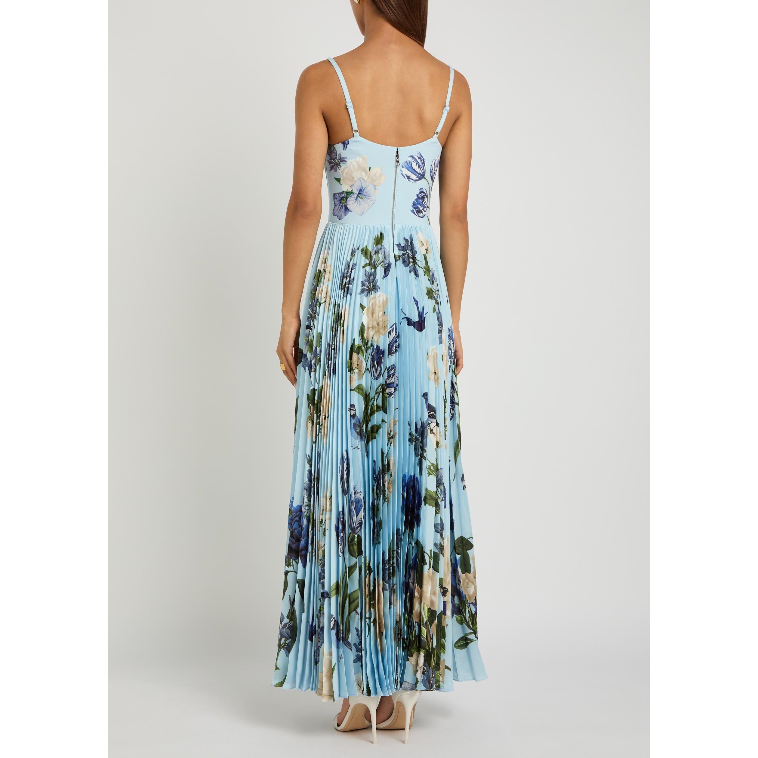 BLUE AND OTHER - Alice And Olivia - LD Carolyn Pleated Maxi Dress - 3