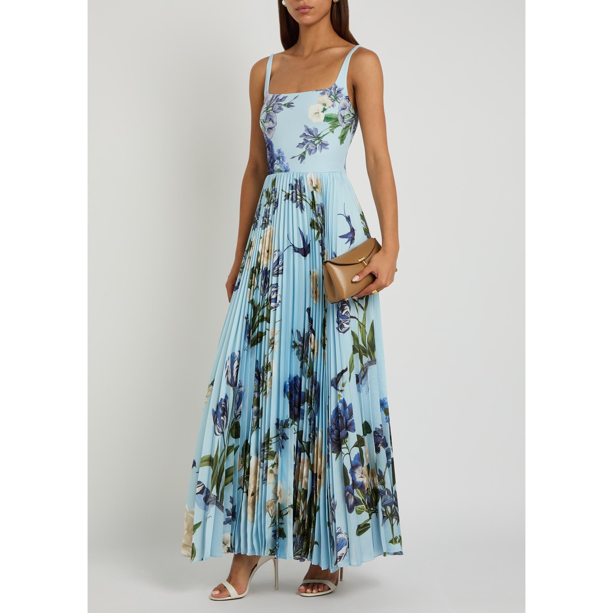 BLUE AND OTHER - Alice And Olivia - LD Carolyn Pleated Maxi Dress - 5