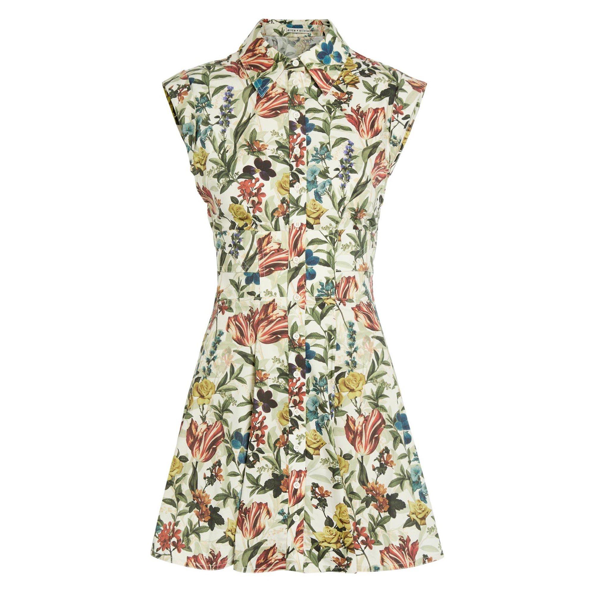 WHITE AND OTHER - Alice And Olivia - SD Kim Corset Mini Shirt Dress - 1