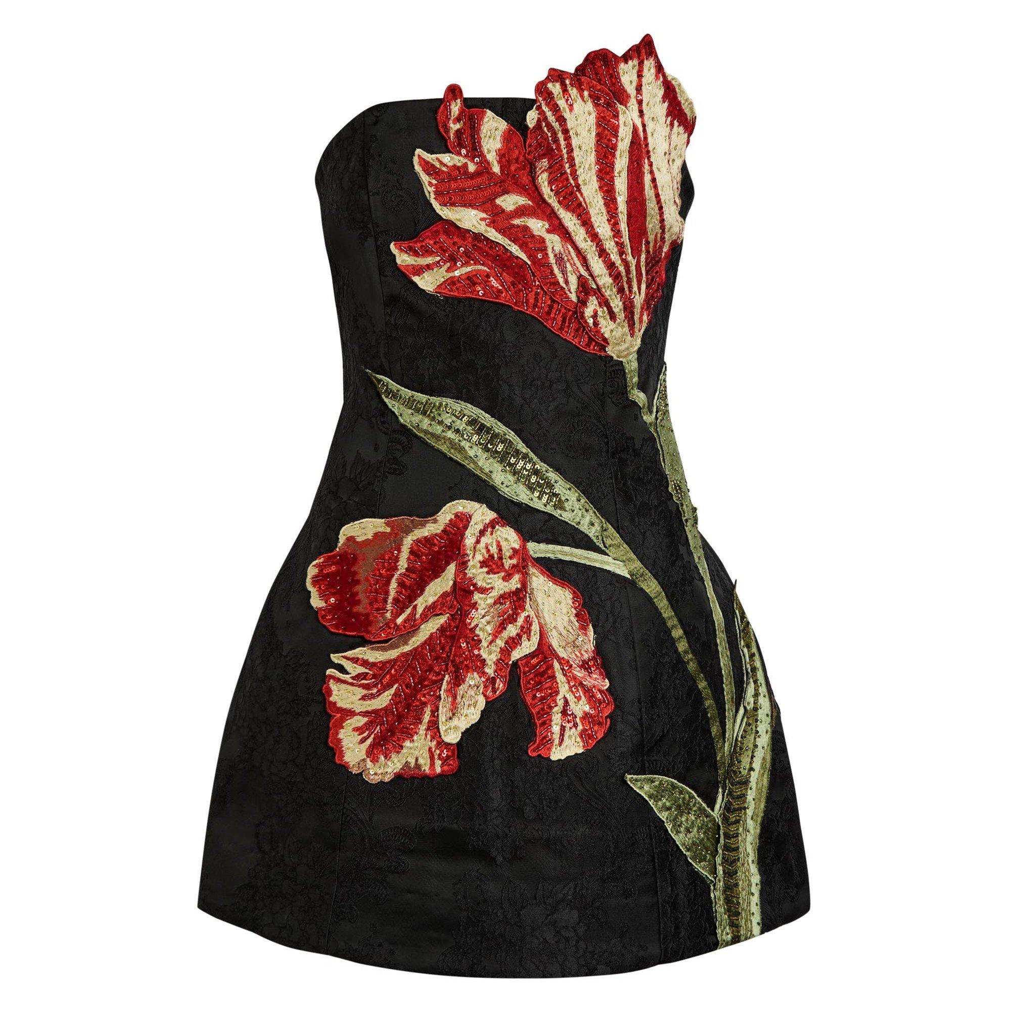 BLACK AND OTHER - Alice And Olivia - SD Katia Strplss Lantern Dress - 1