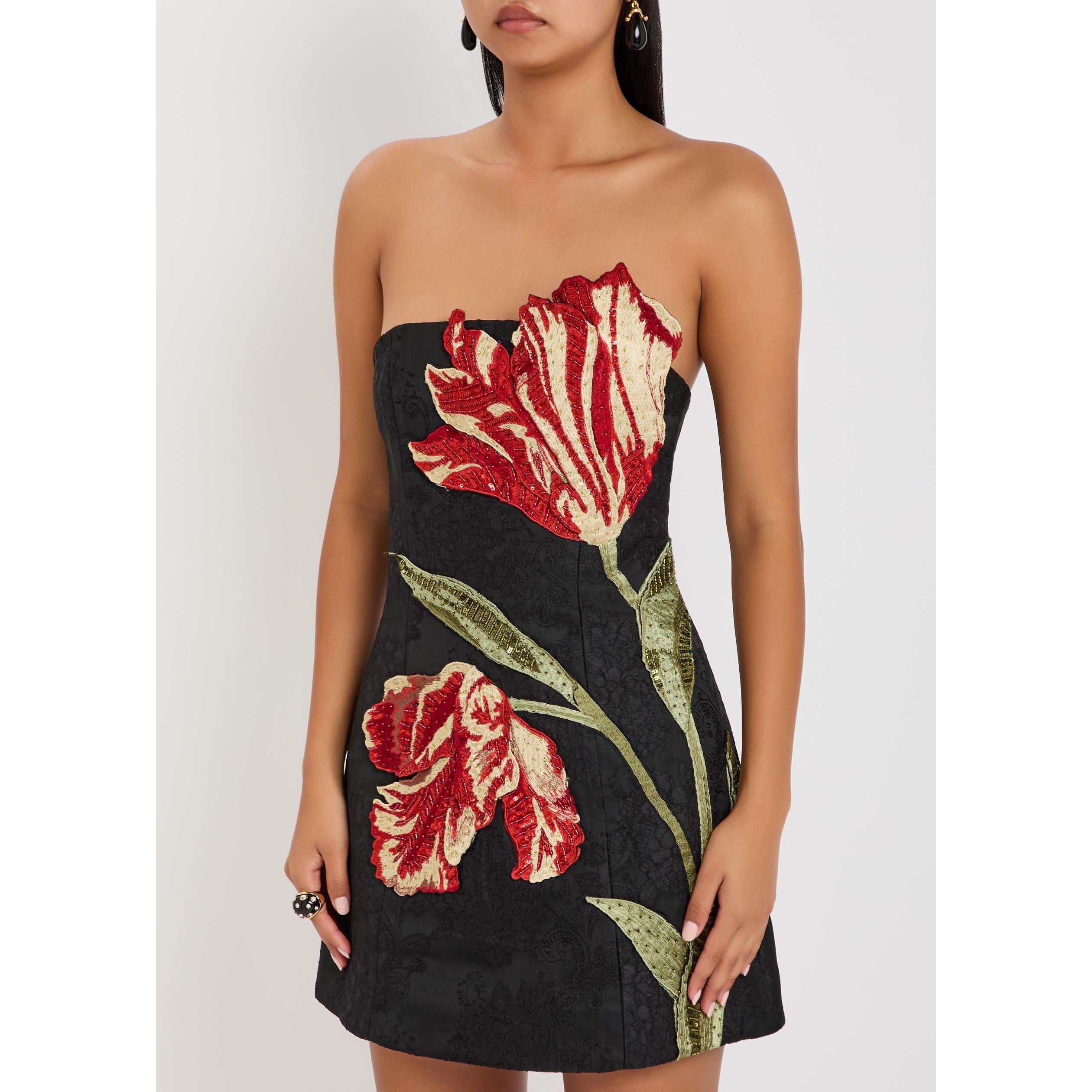 BLACK AND OTHER - Alice And Olivia - SD Katia Strplss Lantern Dress - 2