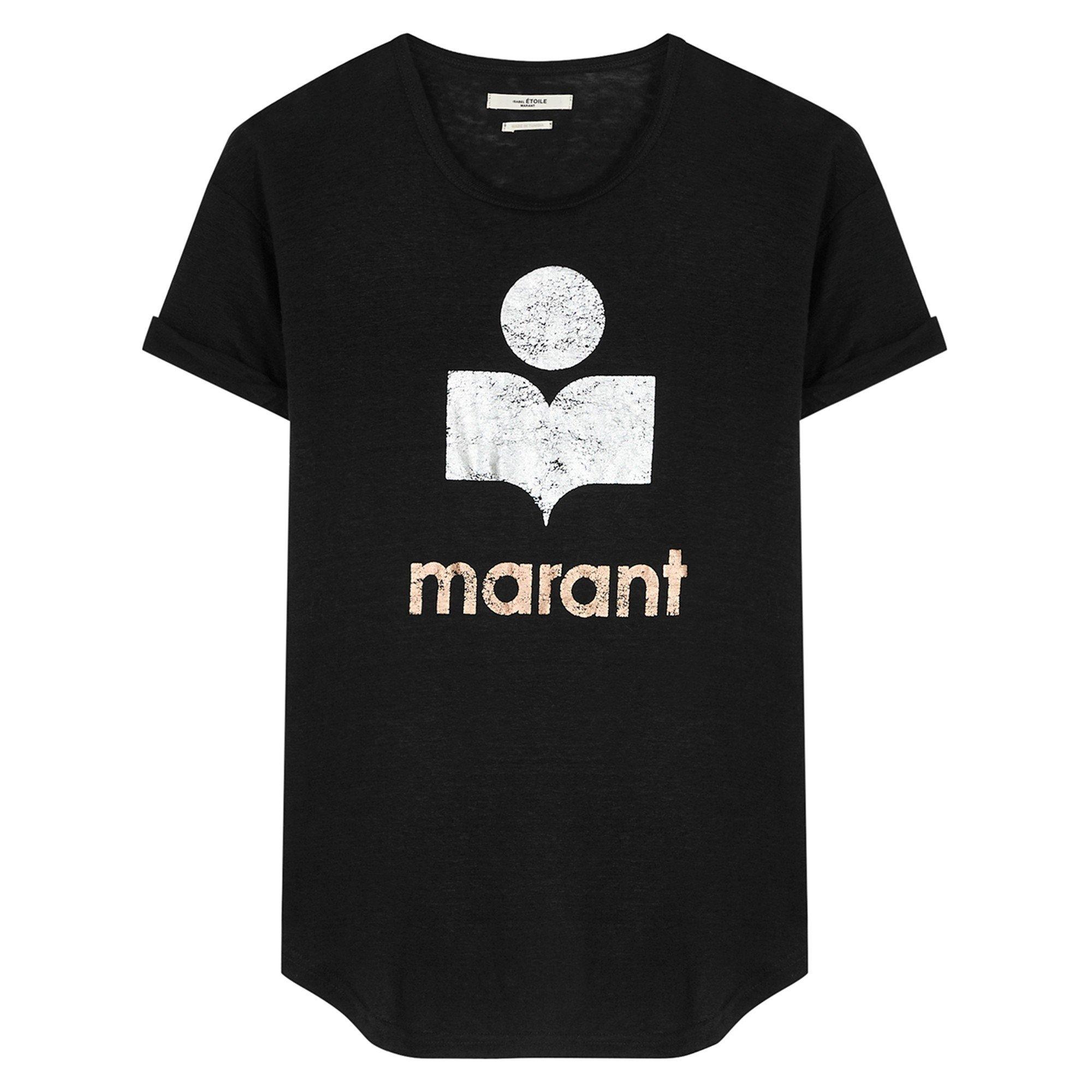 SCHWARZ UND SILBER - Marant Etoile - TS KOLDI METALLIC LOGO T-SHIRT - 1