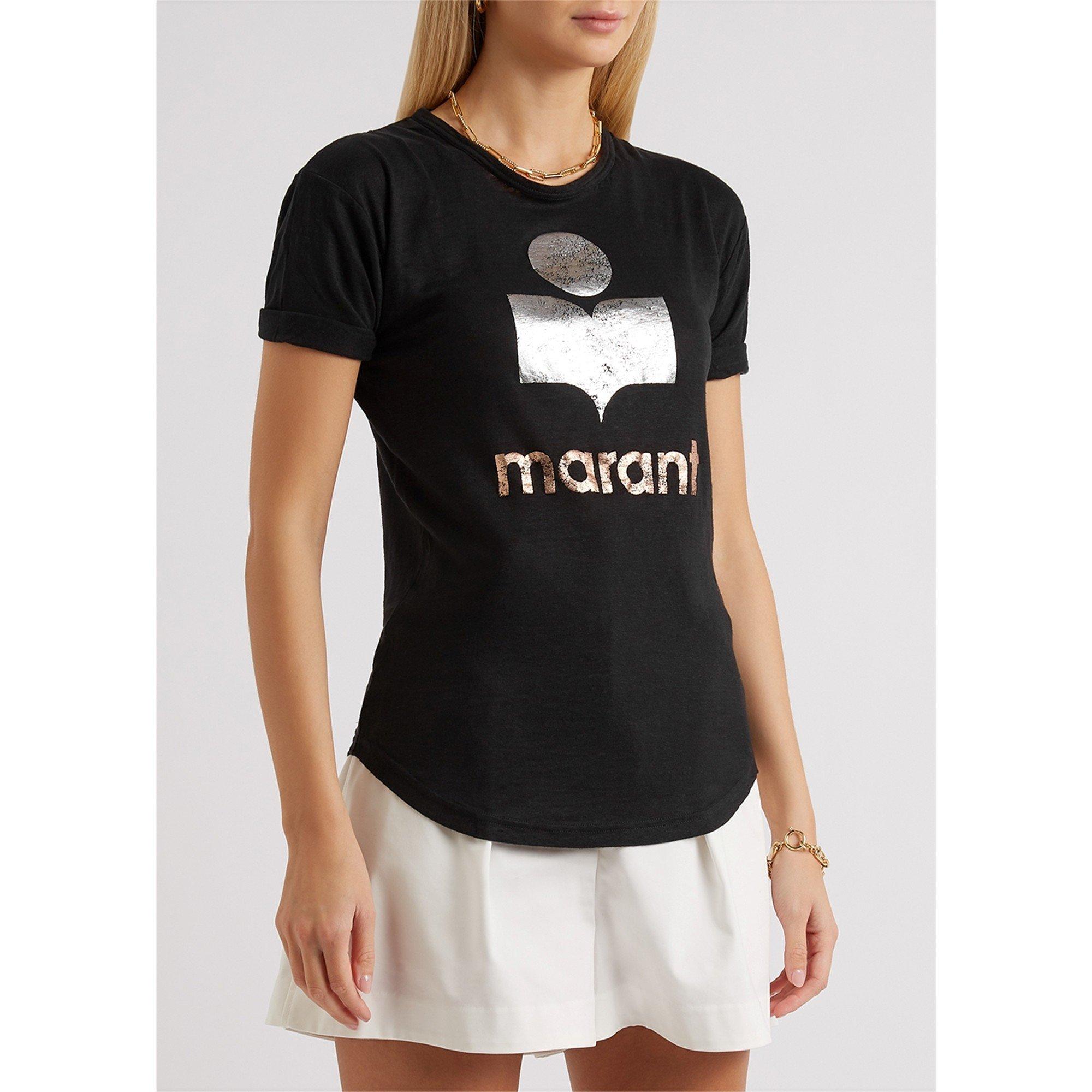 SCHWARZ UND SILBER - Marant Etoile - TS KOLDI METALLIC LOGO T-SHIRT - 2